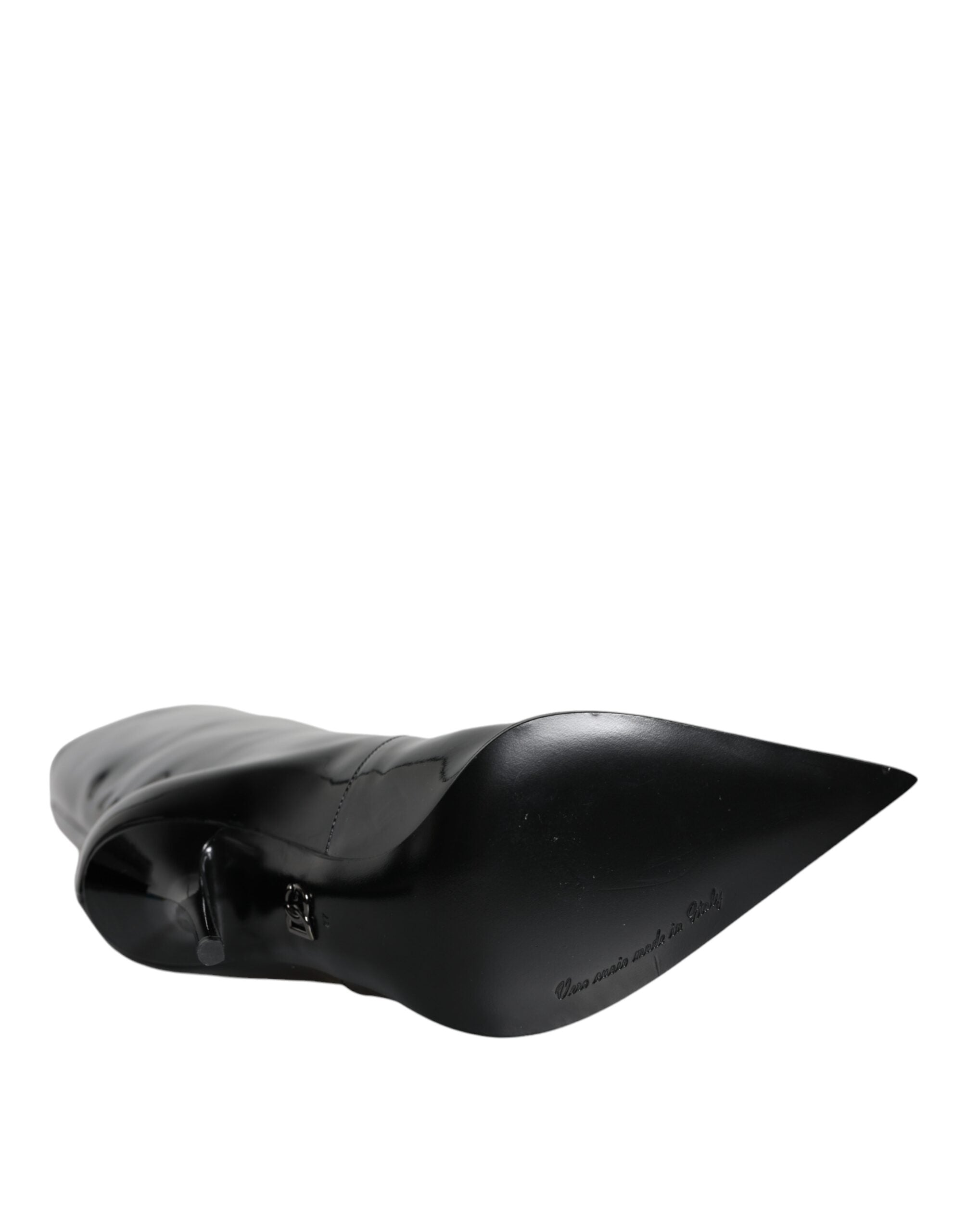Dolce & Gabbana Black Patent Leather Mid Calf Boots Shoes -   -  Dolce & Gabbana.