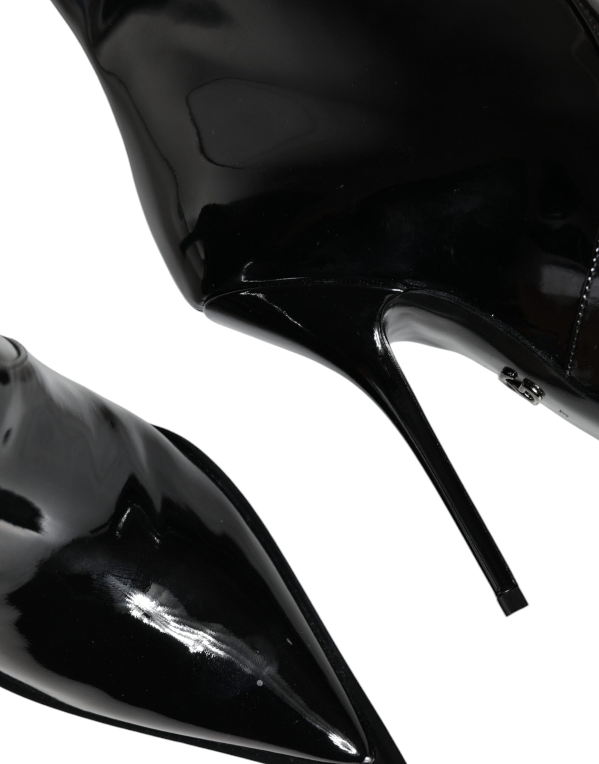 Dolce & Gabbana Black Patent Leather Mid Calf Boots Shoes -   -  Dolce & Gabbana.