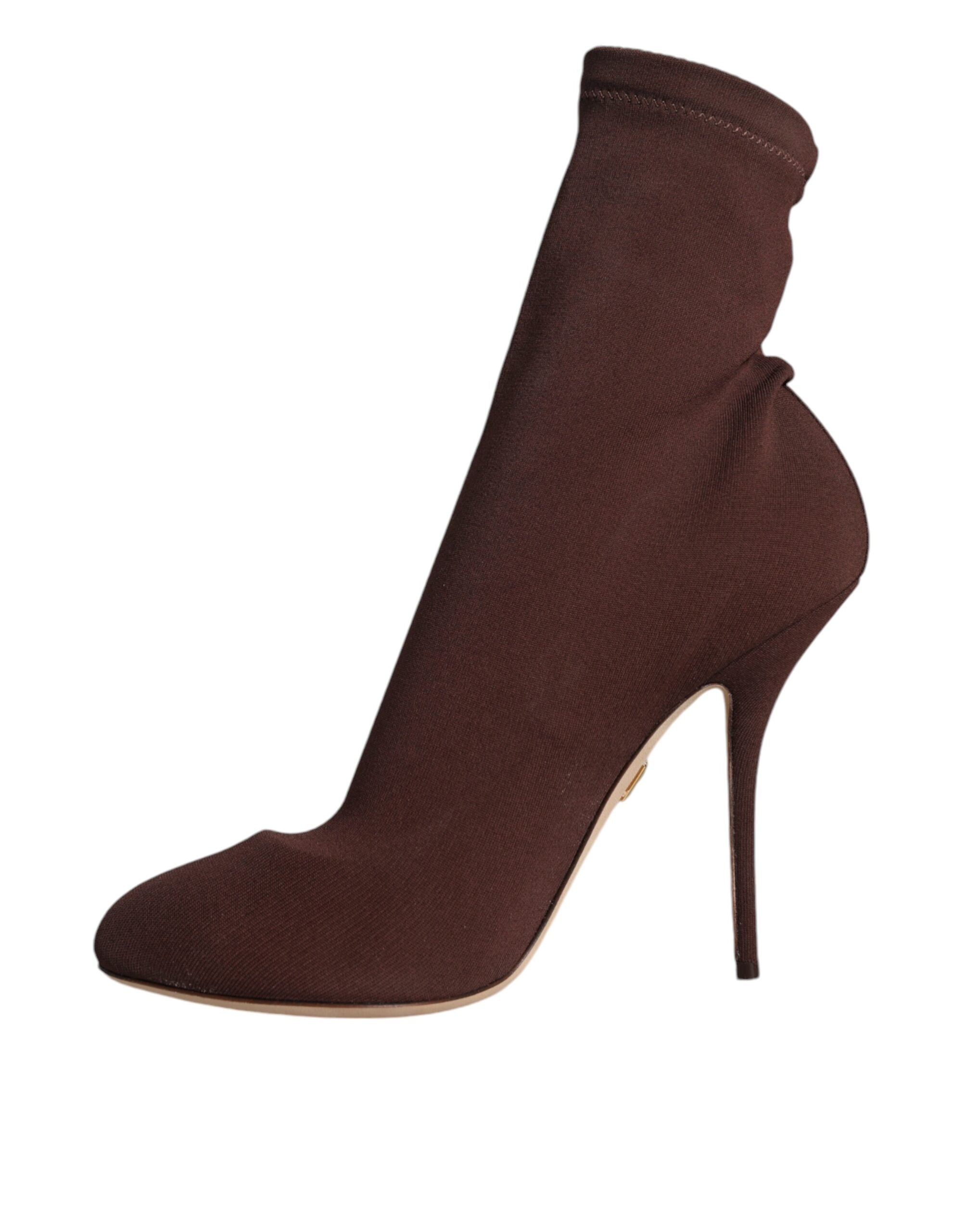 Dolce & Gabbana Brown Stiletto Heels Socks Ankle Boots Shoes -   -  Dolce & Gabbana.