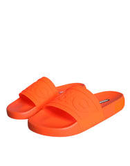 Dolce & Gabbana Orange Rubber Slides Sandals Beachwear Shoes -   -  Dolce & Gabbana.