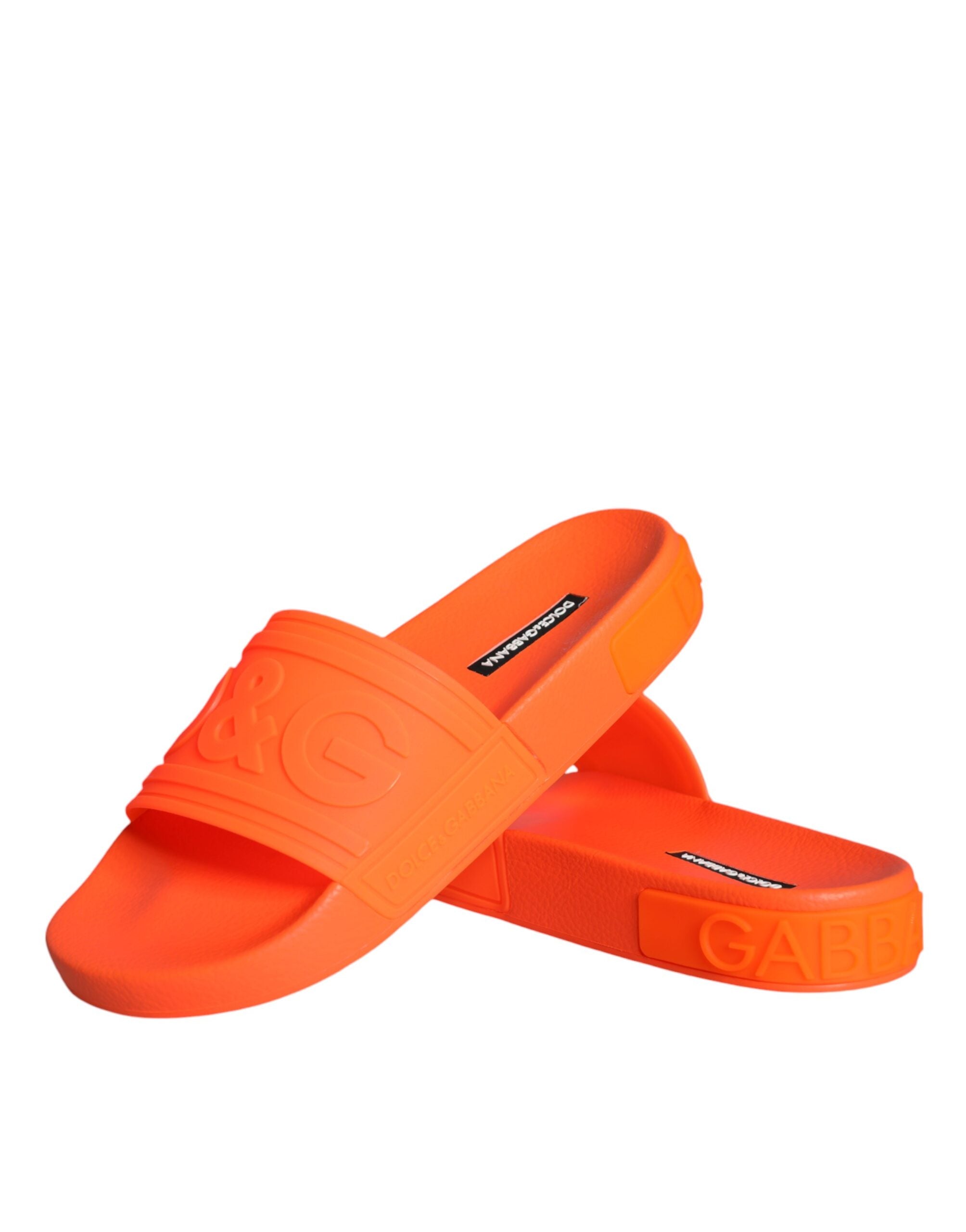 Dolce & Gabbana Orange Rubber Slides Sandals Beachwear Shoes -   -  Dolce & Gabbana.