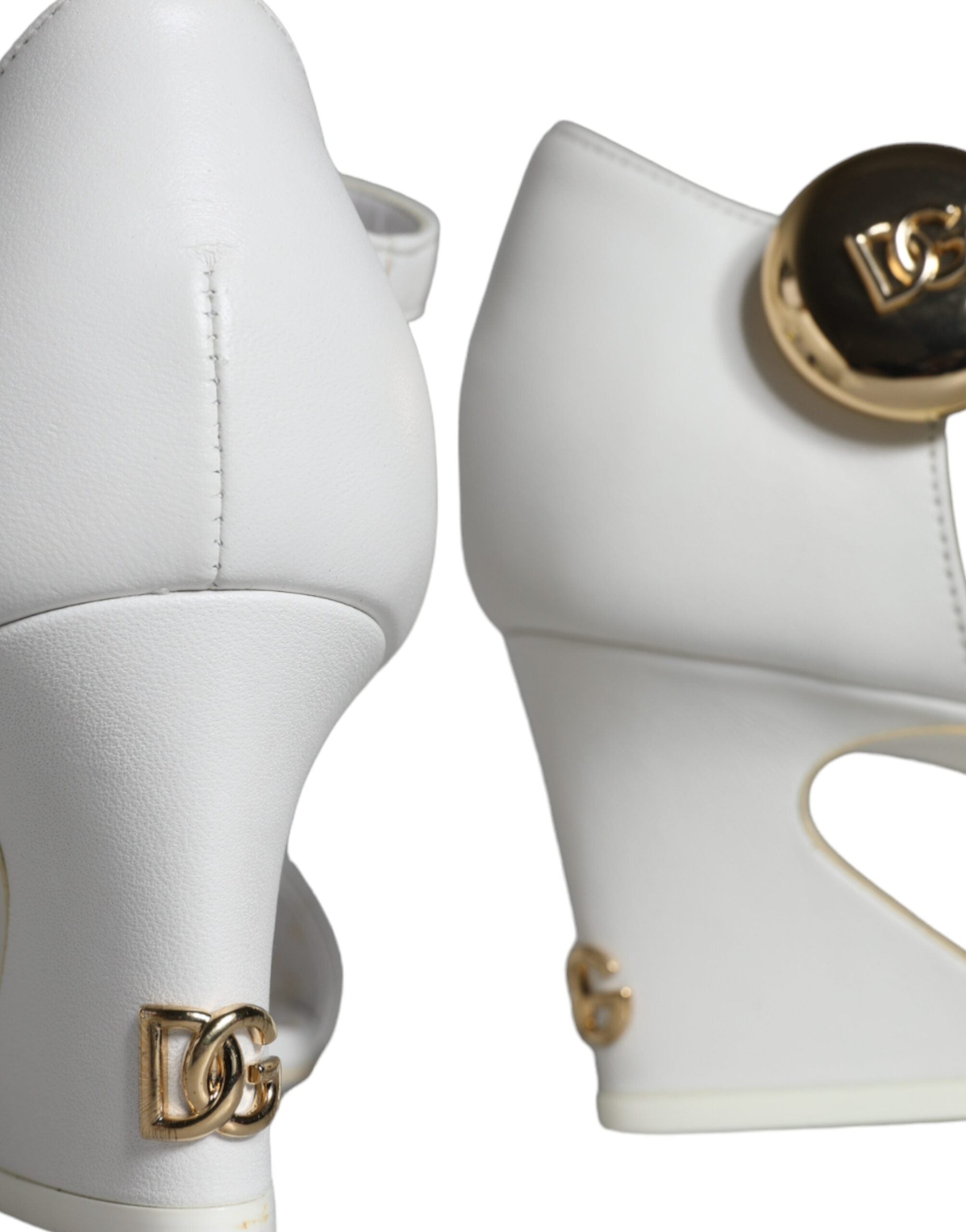 Dolce & Gabbana White Leather Heels Keira Sandals Shoes -   -  Dolce & Gabbana.