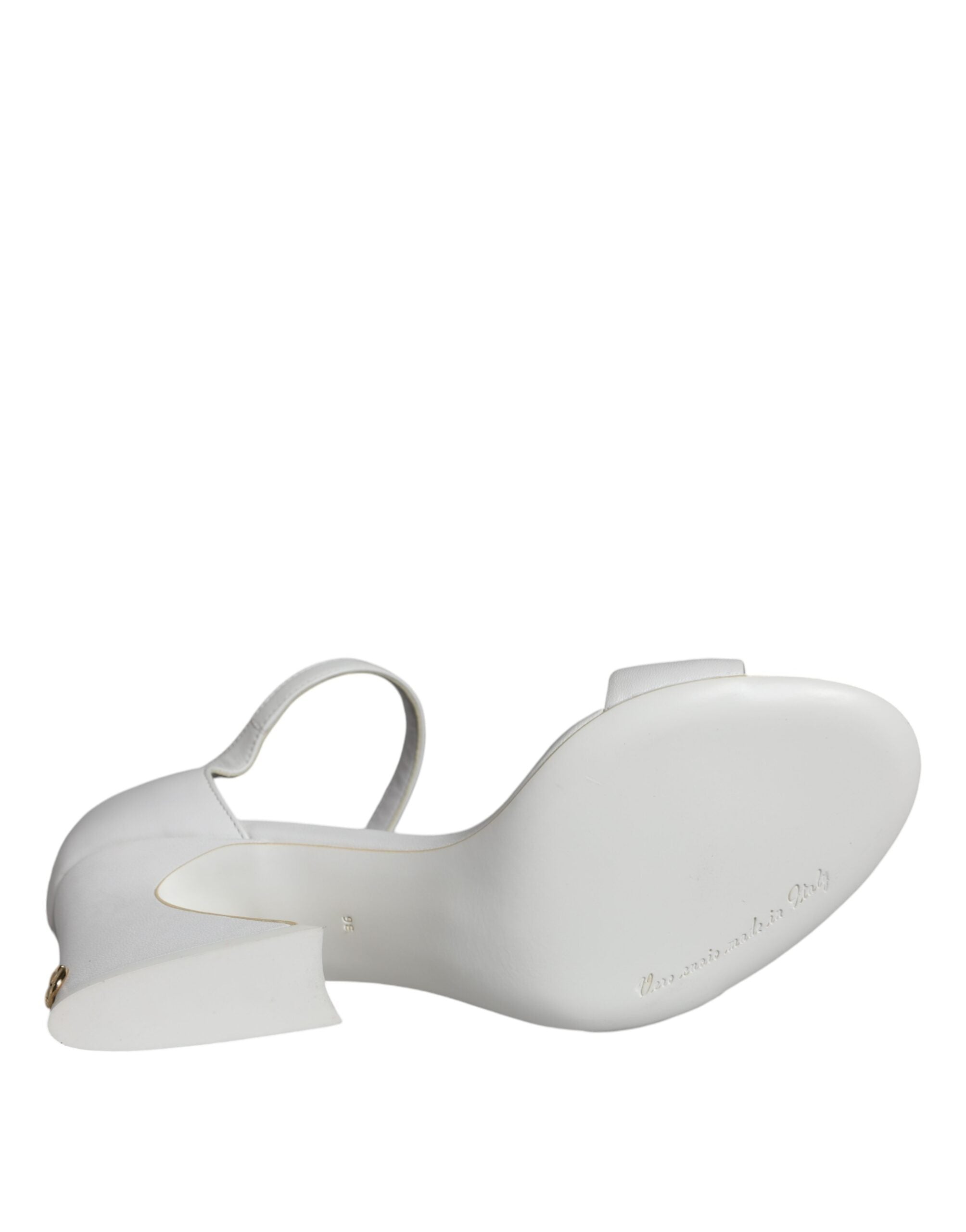 Dolce & Gabbana White Leather Heels Keira Sandals Shoes -   -  Dolce & Gabbana.