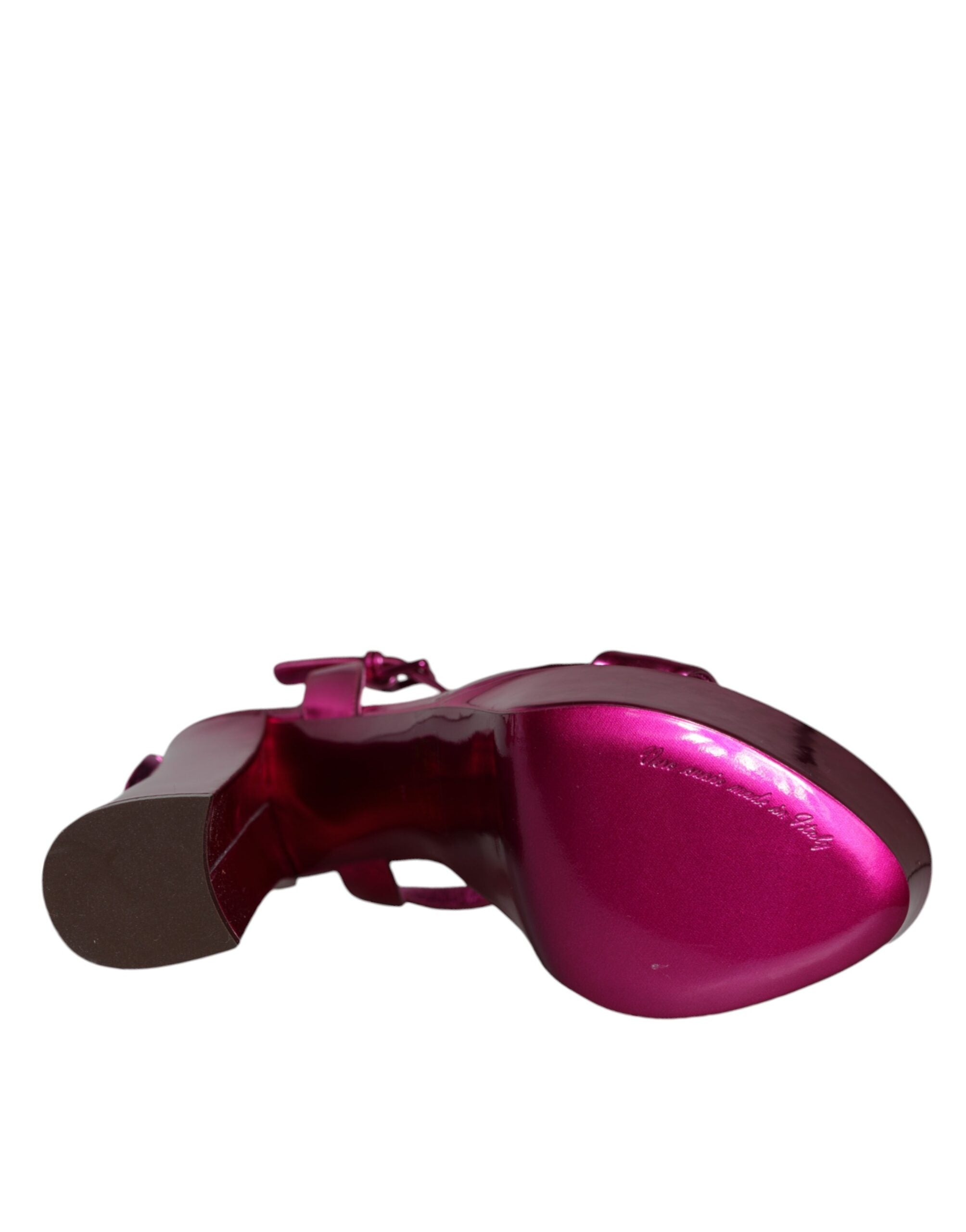 Dolce & Gabbana Fuchsia Leather Platform Logo Keira Sandals Shoes -   -  Dolce & Gabbana.