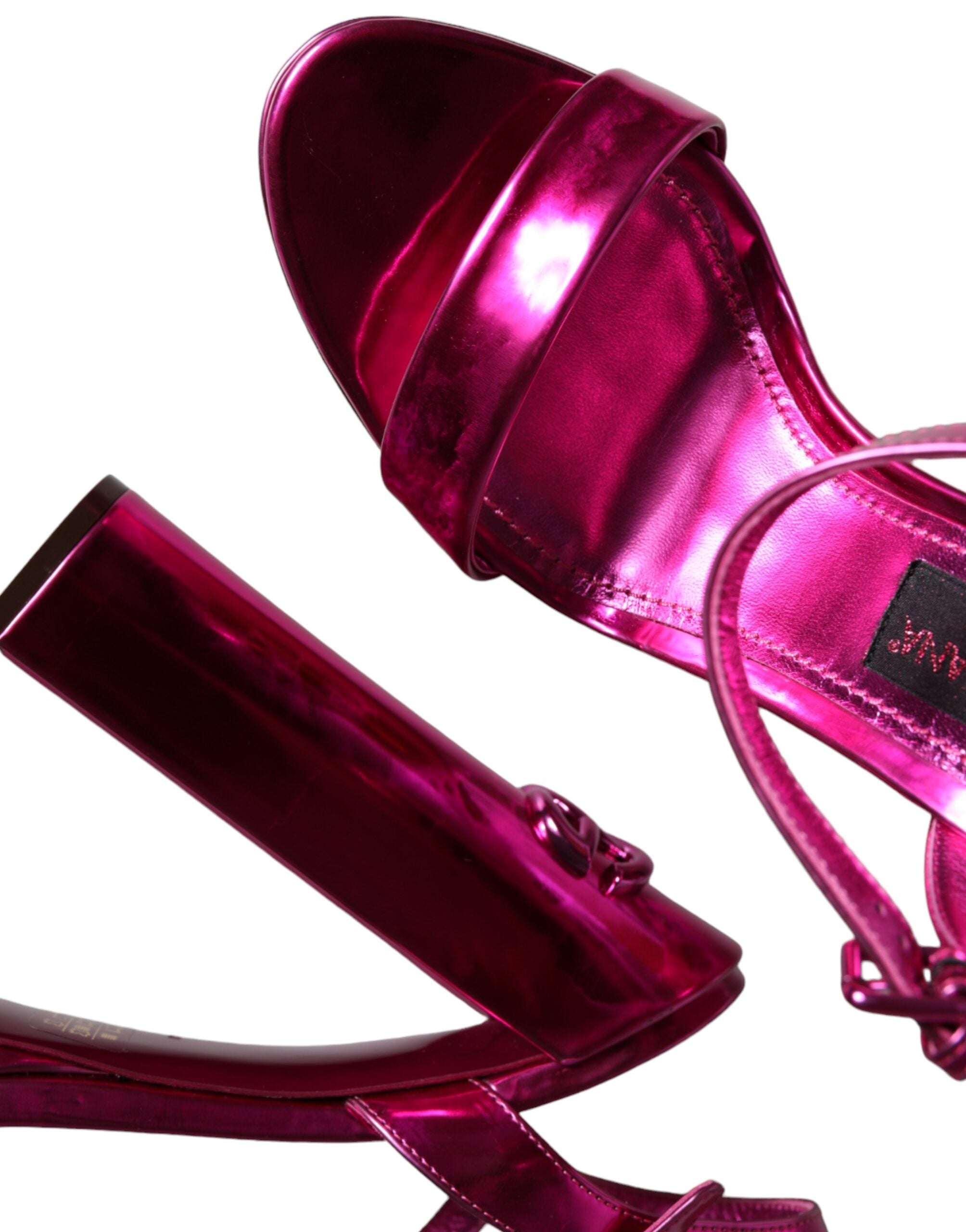 Dolce & Gabbana Fuchsia Leather Platform Logo Keira Sandals Shoes -   -  Dolce & Gabbana.