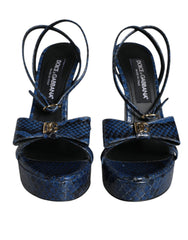 Dolce & Gabbana Blue Leather Ankle Strap Heels Sandals Shoes -   -  Dolce & Gabbana.
