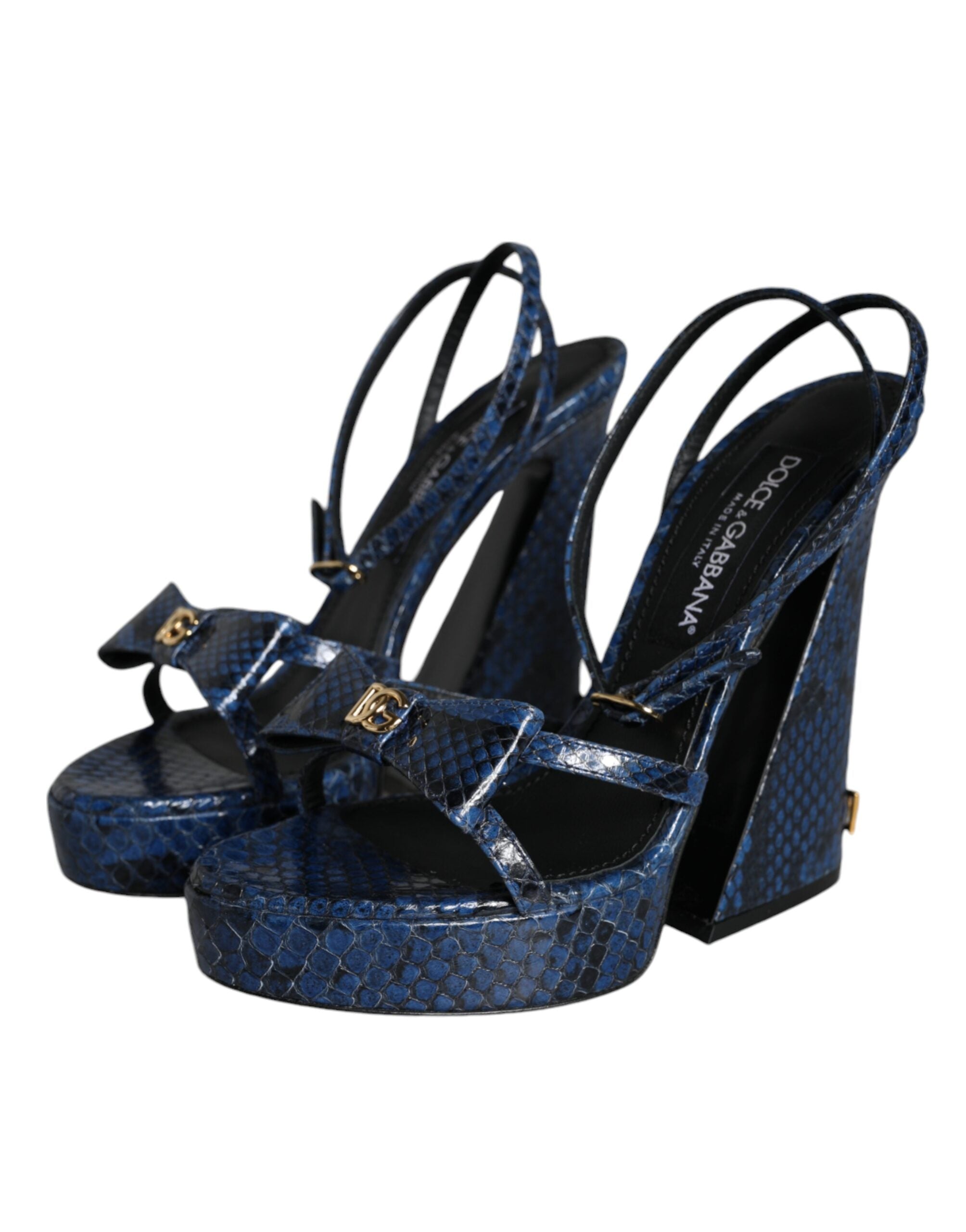 Dolce & Gabbana Blue Leather Ankle Strap Heels Sandals Shoes -   -  Dolce & Gabbana.