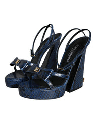 Dolce & Gabbana Blue Leather Ankle Strap Heels Sandals Shoes -   -  Dolce & Gabbana.