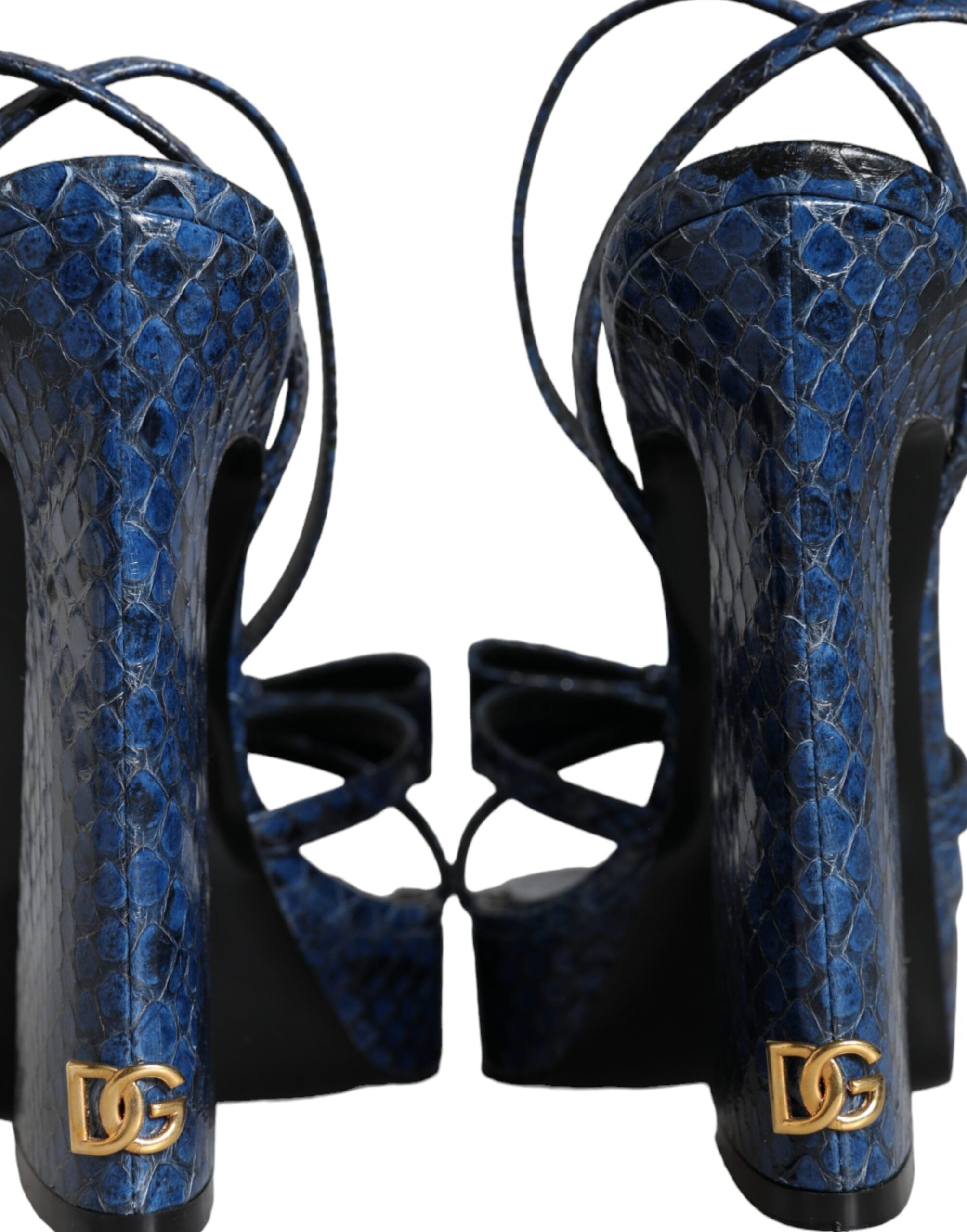 Dolce & Gabbana Blue Leather Ankle Strap Heels Sandals Shoes -   -  Dolce & Gabbana.