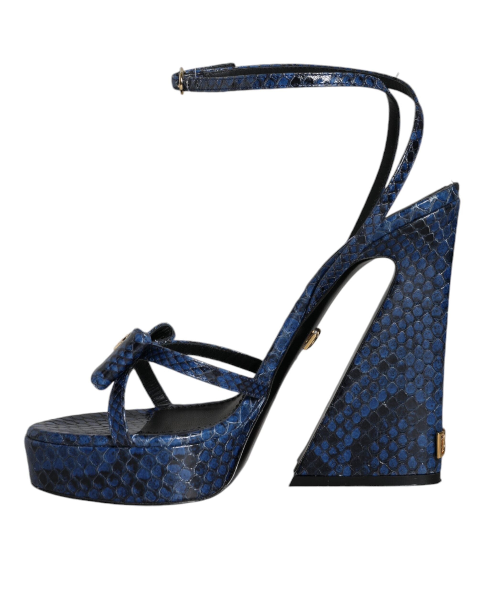Dolce & Gabbana Blue Leather Ankle Strap Heels Sandals Shoes -   -  Dolce & Gabbana.