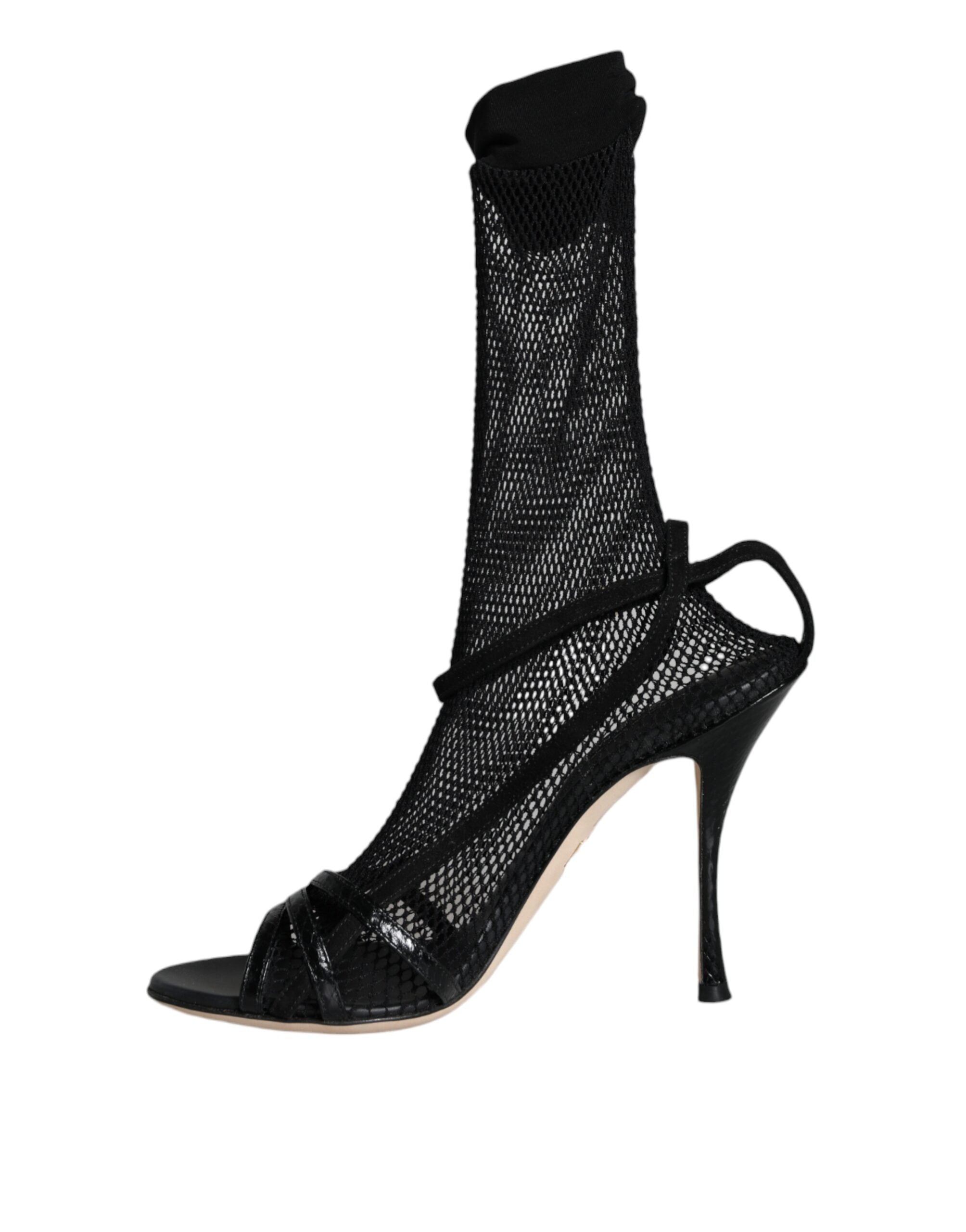 Dolce & Gabbana Black Mesh Stiletto Heels Sandals Shoes -   -  Dolce & Gabbana.