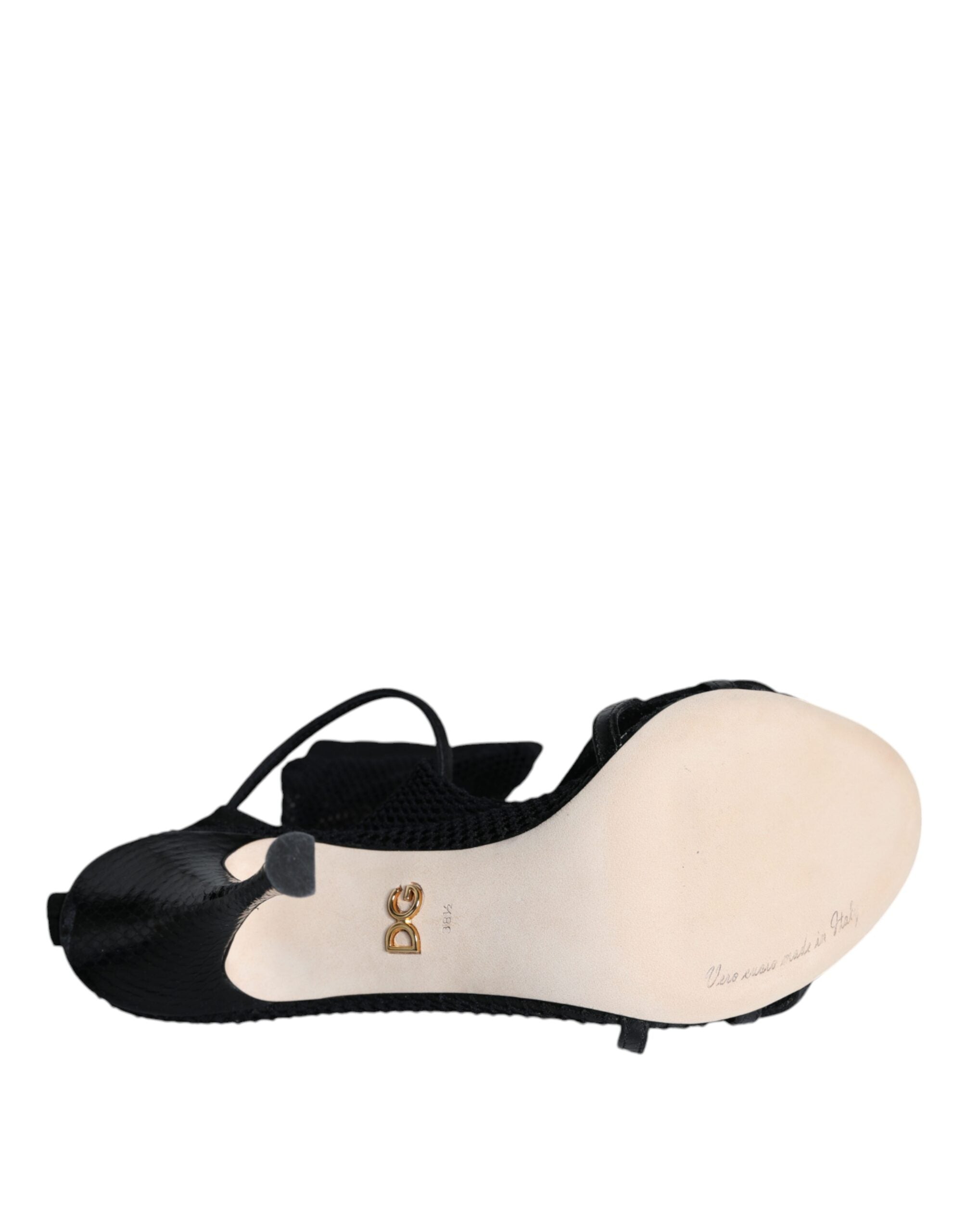 Dolce & Gabbana Black Mesh Stiletto Heels Sandals Shoes -   -  Dolce & Gabbana.