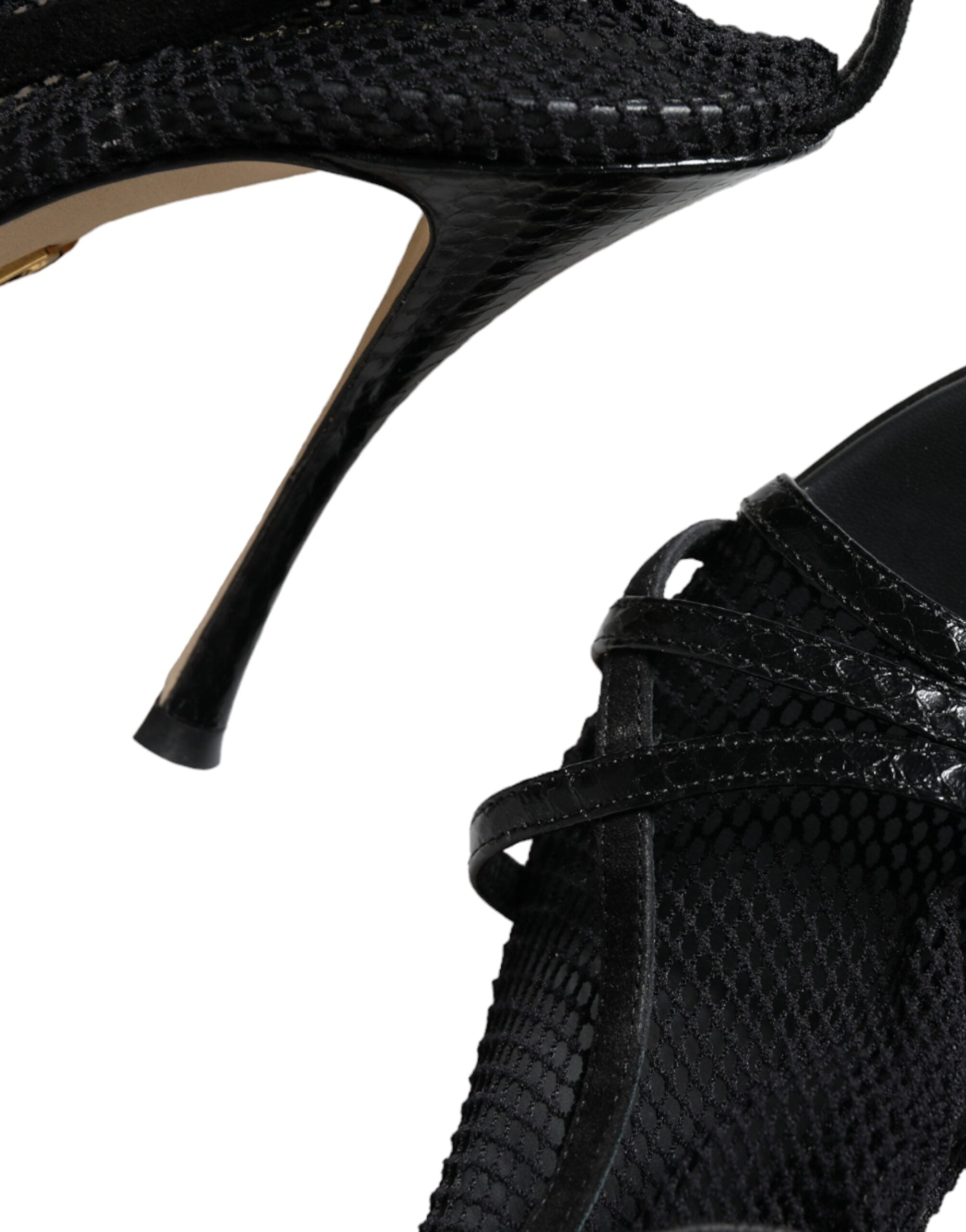 Dolce & Gabbana Black Mesh Stiletto Heels Sandals Shoes -   -  Dolce & Gabbana.