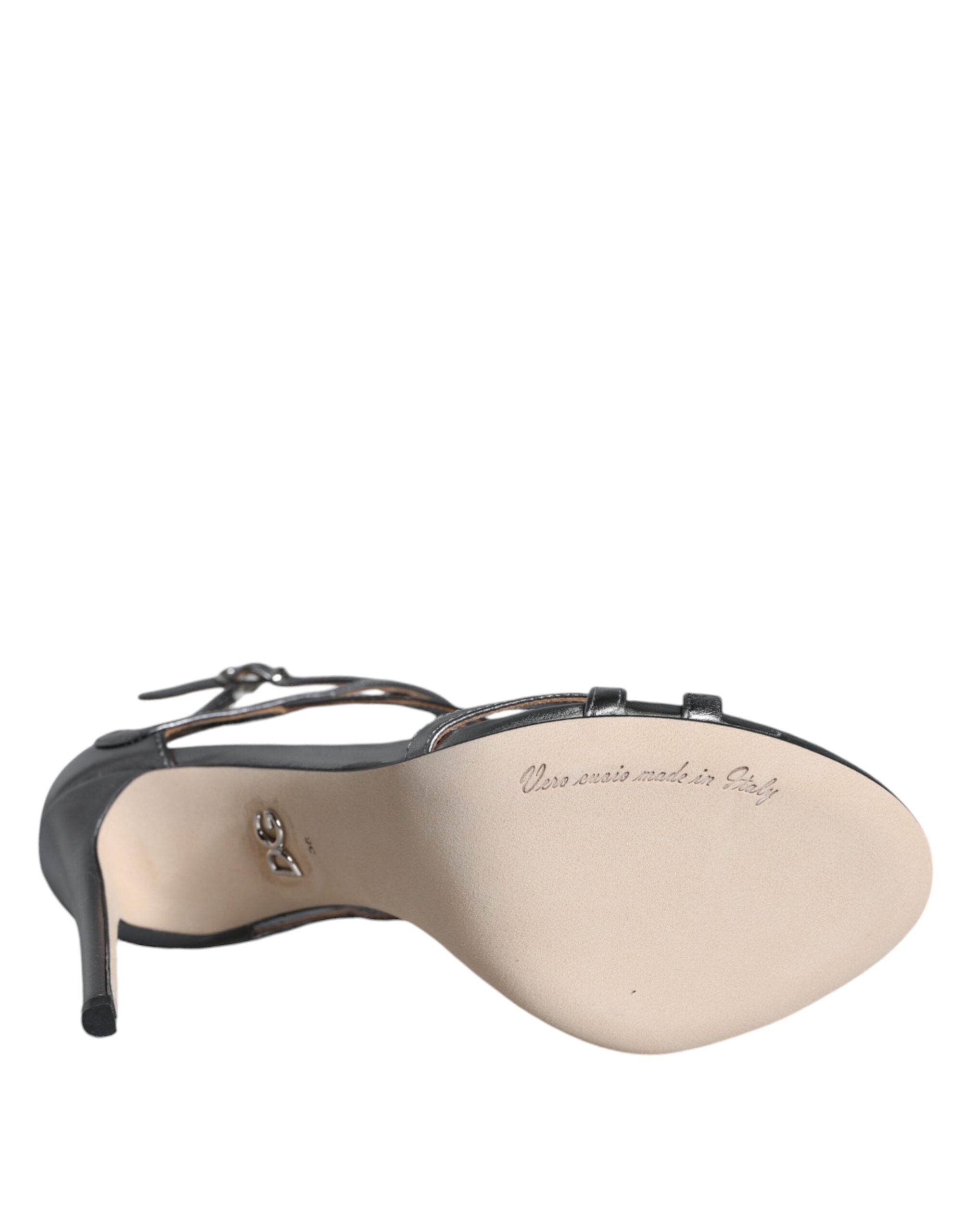 Dolce & Gabbana Silver Keira Leather Heels Sandals Shoes -   -  Dolce & Gabbana.