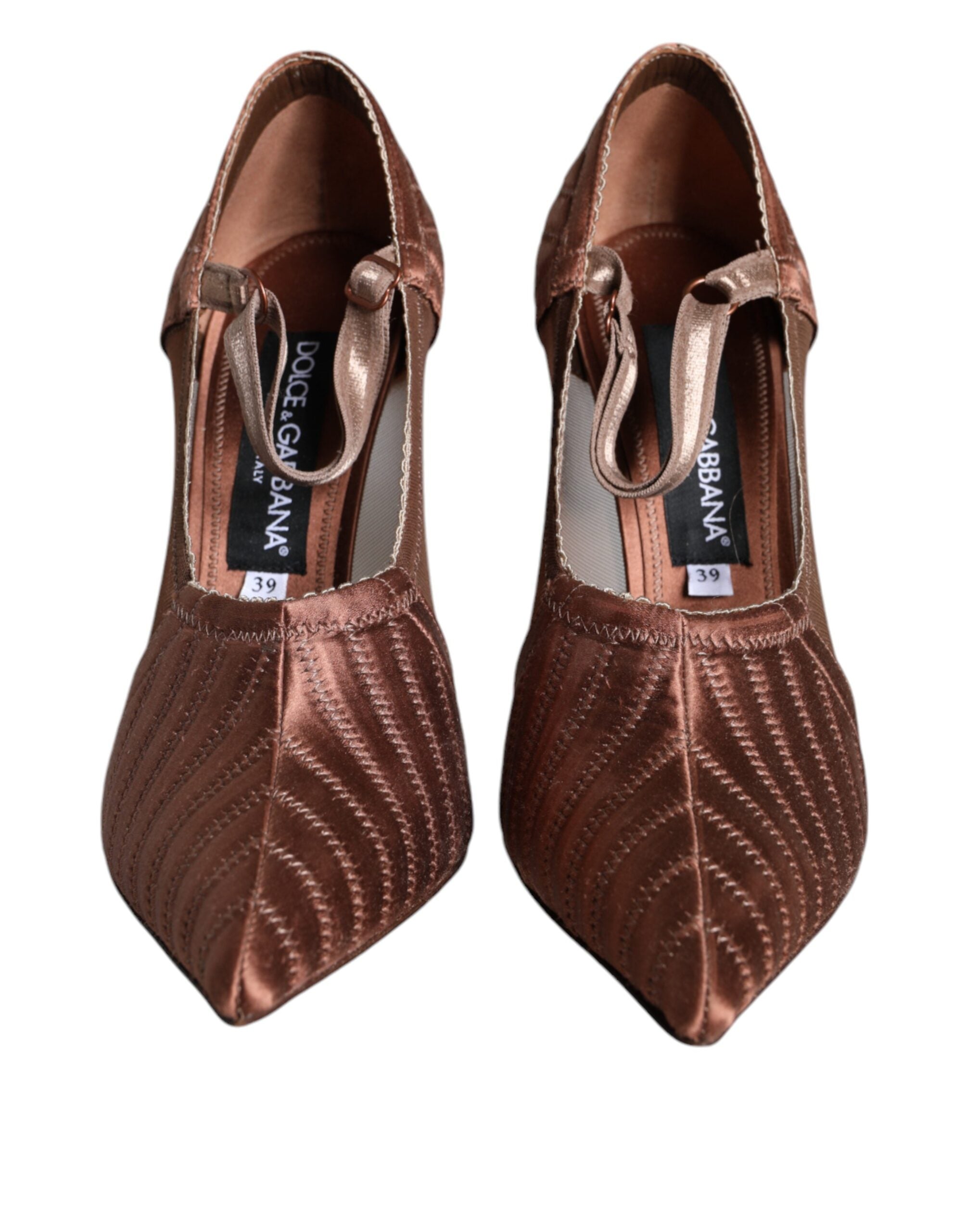 Dolce & Gabbana Brown Mesh Viscose Ankle Strap Pumps Shoes -   -  Dolce & Gabbana.