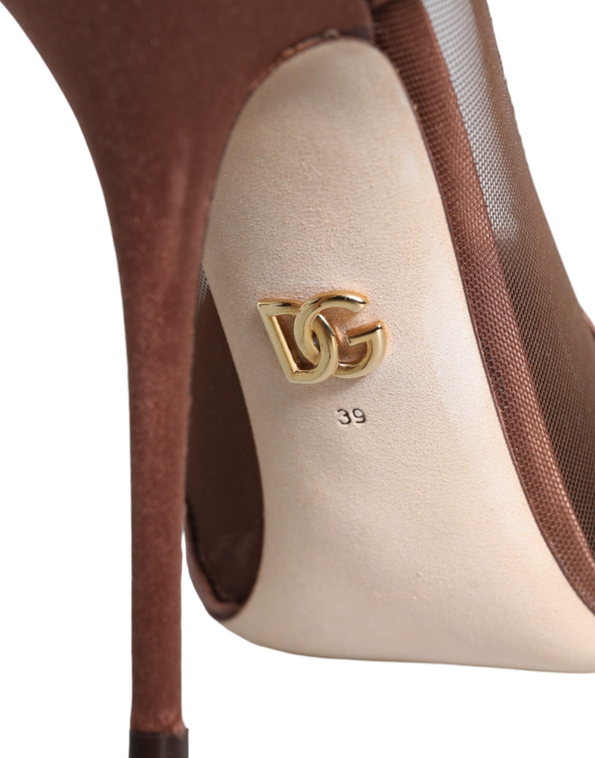 Dolce & Gabbana Brown Mesh Viscose Ankle Strap Pumps Shoes -   -  Dolce & Gabbana.