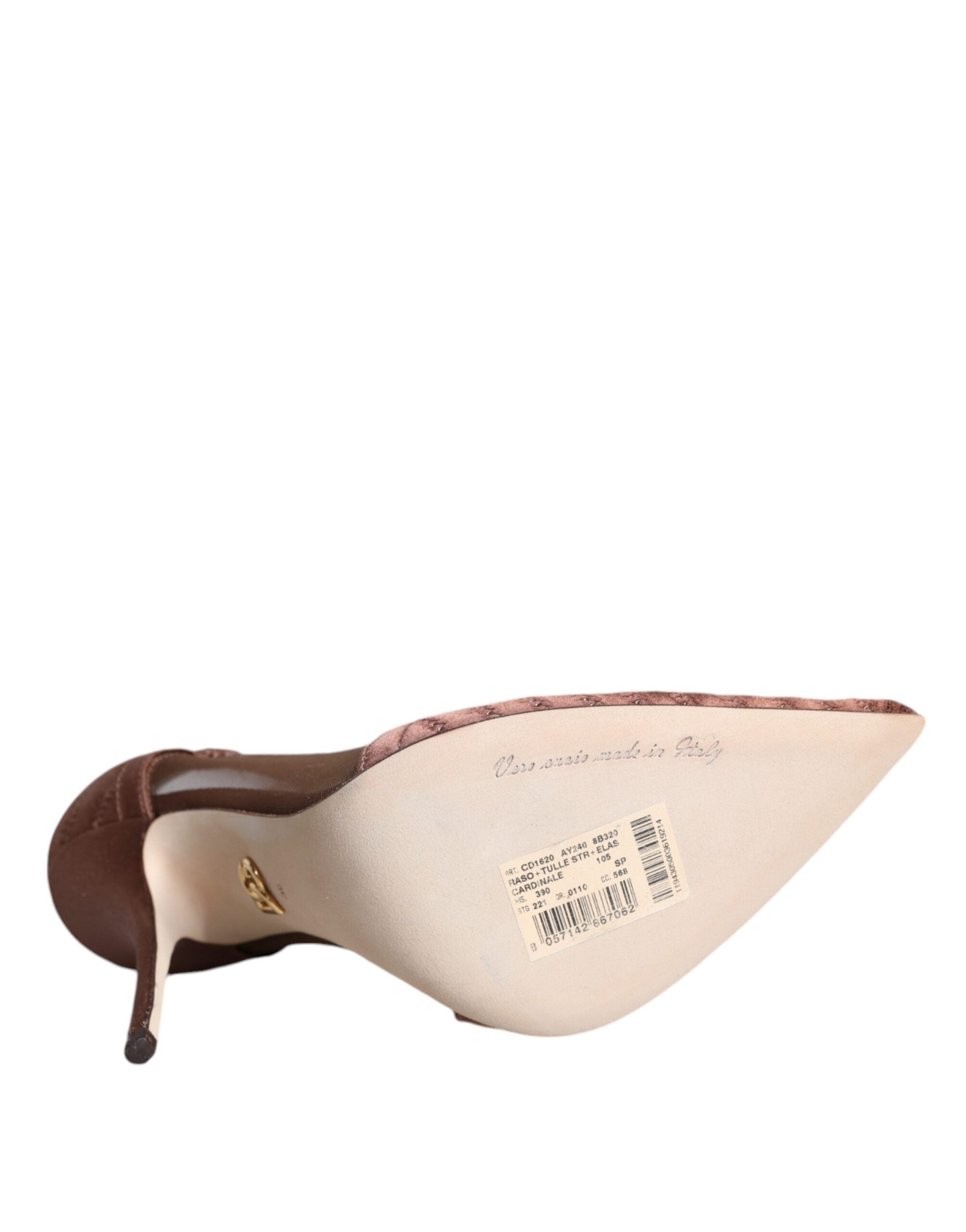 Dolce & Gabbana Brown Mesh Viscose Ankle Strap Pumps Shoes -   -  Dolce & Gabbana.