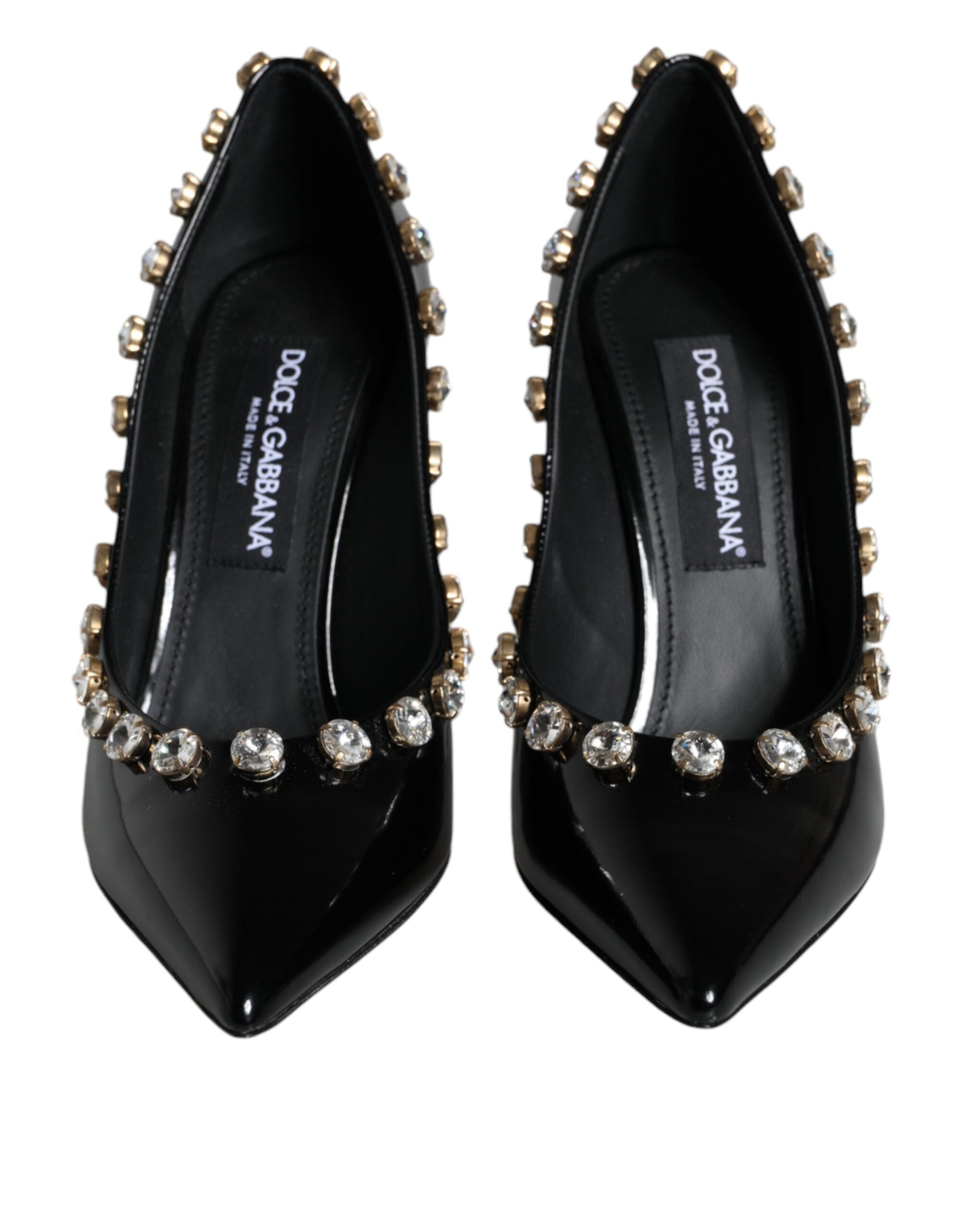 Dolce & Gabbana Black Crystals Leather High Heels Pumps Shoes -   -  Dolce & Gabbana.