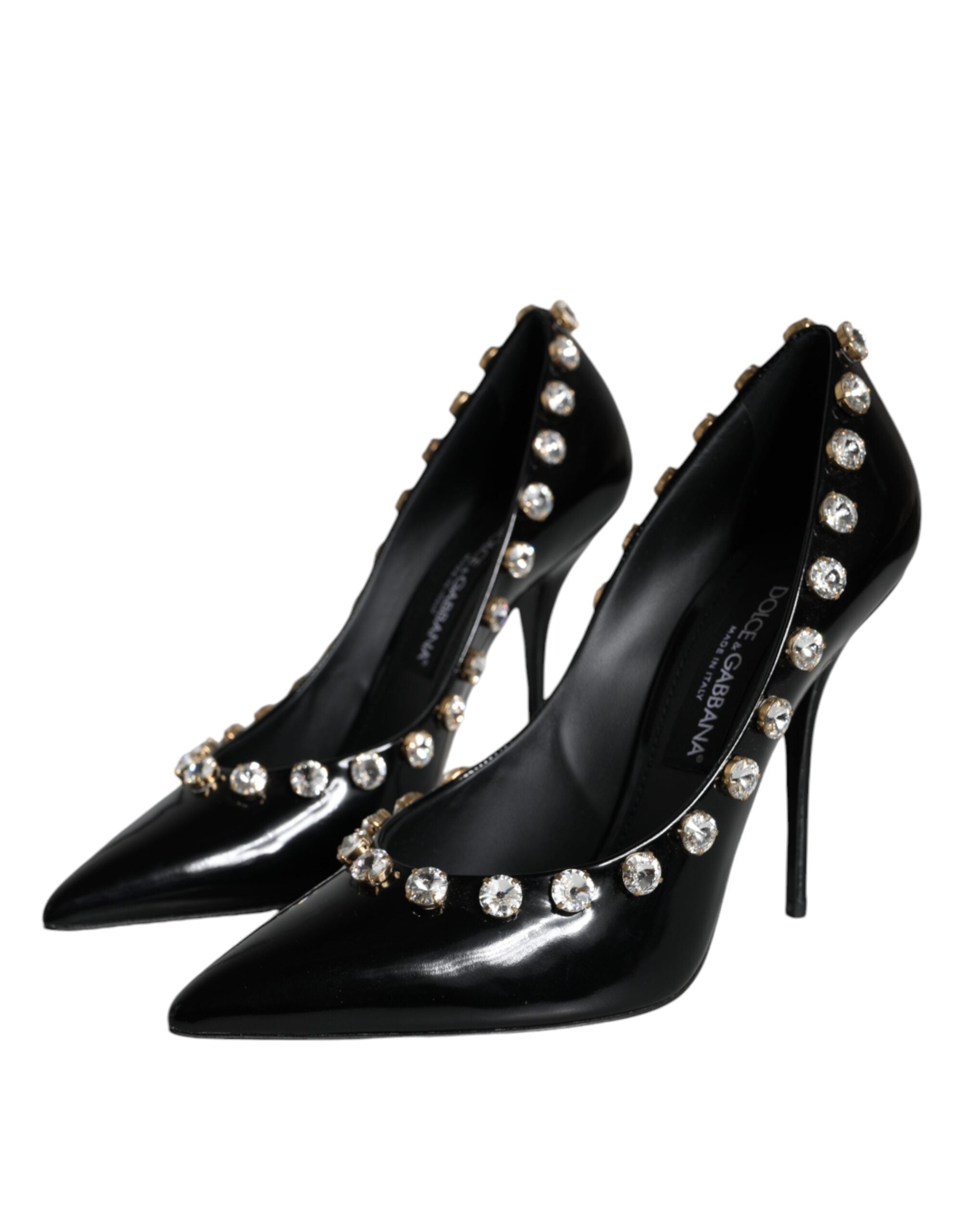Dolce & Gabbana Black Crystals Leather High Heels Pumps Shoes -   -  Dolce & Gabbana.
