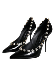 Dolce & Gabbana Black Crystals Leather High Heels Pumps Shoes -   -  Dolce & Gabbana.