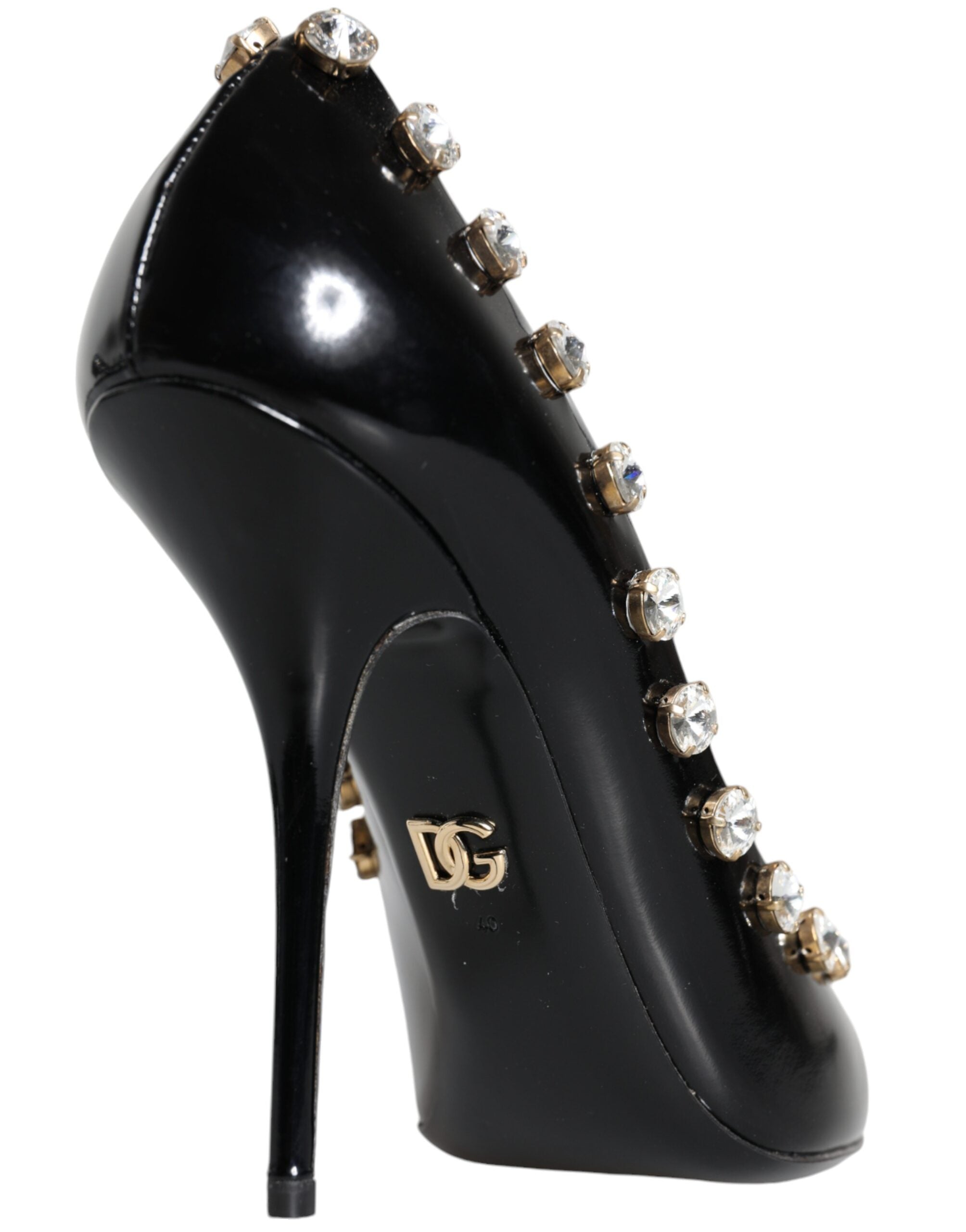 Dolce & Gabbana Black Crystals Leather High Heels Pumps Shoes -   -  Dolce & Gabbana.