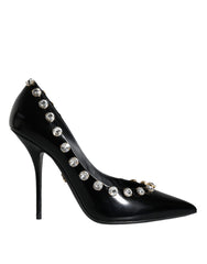 Dolce & Gabbana Black Crystals Leather High Heels Pumps Shoes -   -  Dolce & Gabbana.