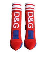 Dolce & Gabbana Red Blue Stretch Sock Style Ankle Boots Logo Shoes -   -  Dolce & Gabbana.