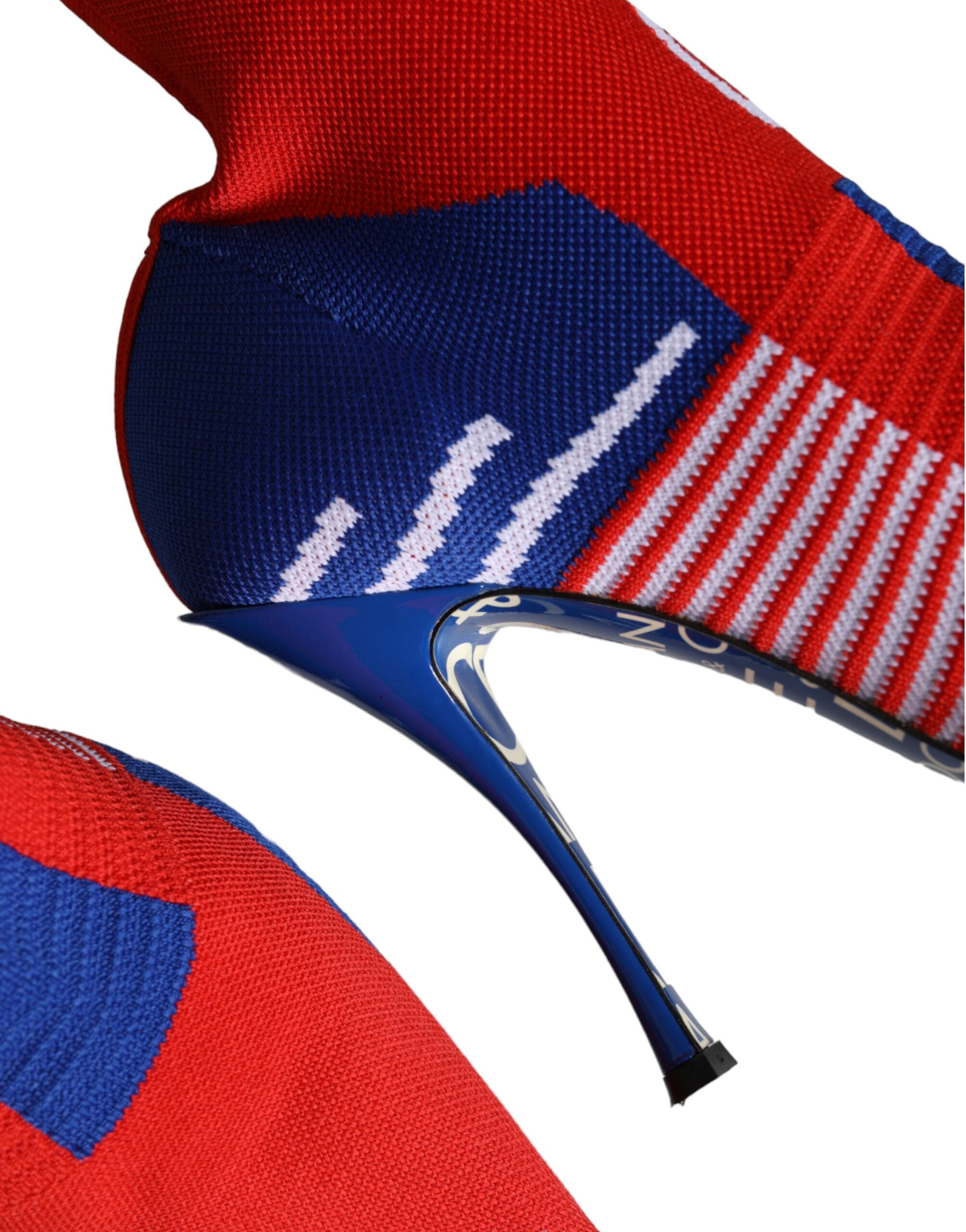 Dolce & Gabbana Red Blue Stretch Sock Style Ankle Boots Logo Shoes -   -  Dolce & Gabbana.