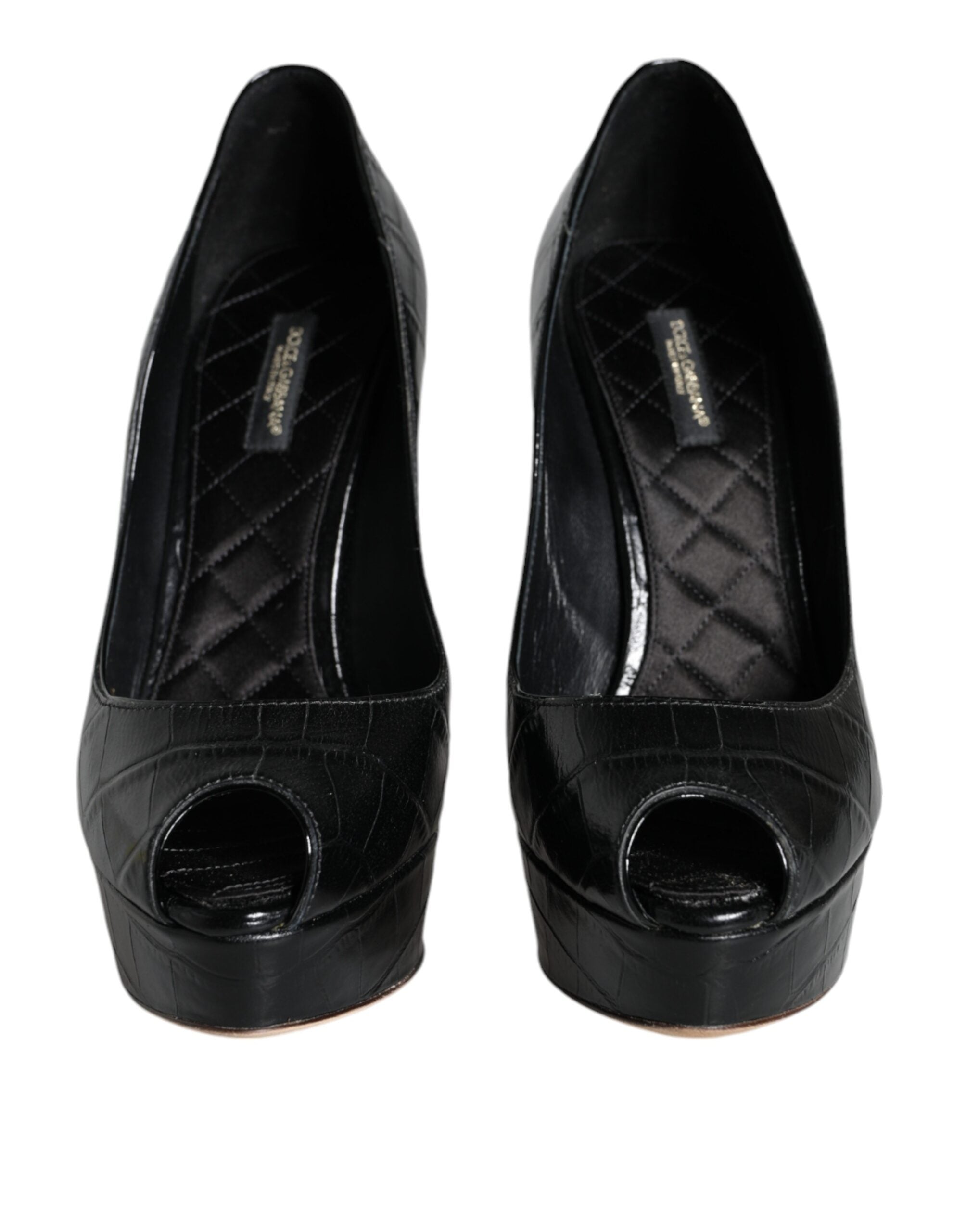 Dolce & Gabbana Black Leather Platform Heels Pumps Shoes -   -  Dolce & Gabbana.
