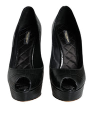 Dolce & Gabbana Black Leather Platform Heels Pumps Shoes -   -  Dolce & Gabbana.