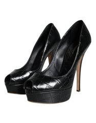 Dolce & Gabbana Black Leather Platform Heels Pumps Shoes -   -  Dolce & Gabbana.