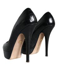 Dolce & Gabbana Black Leather Platform Heels Pumps Shoes -   -  Dolce & Gabbana.