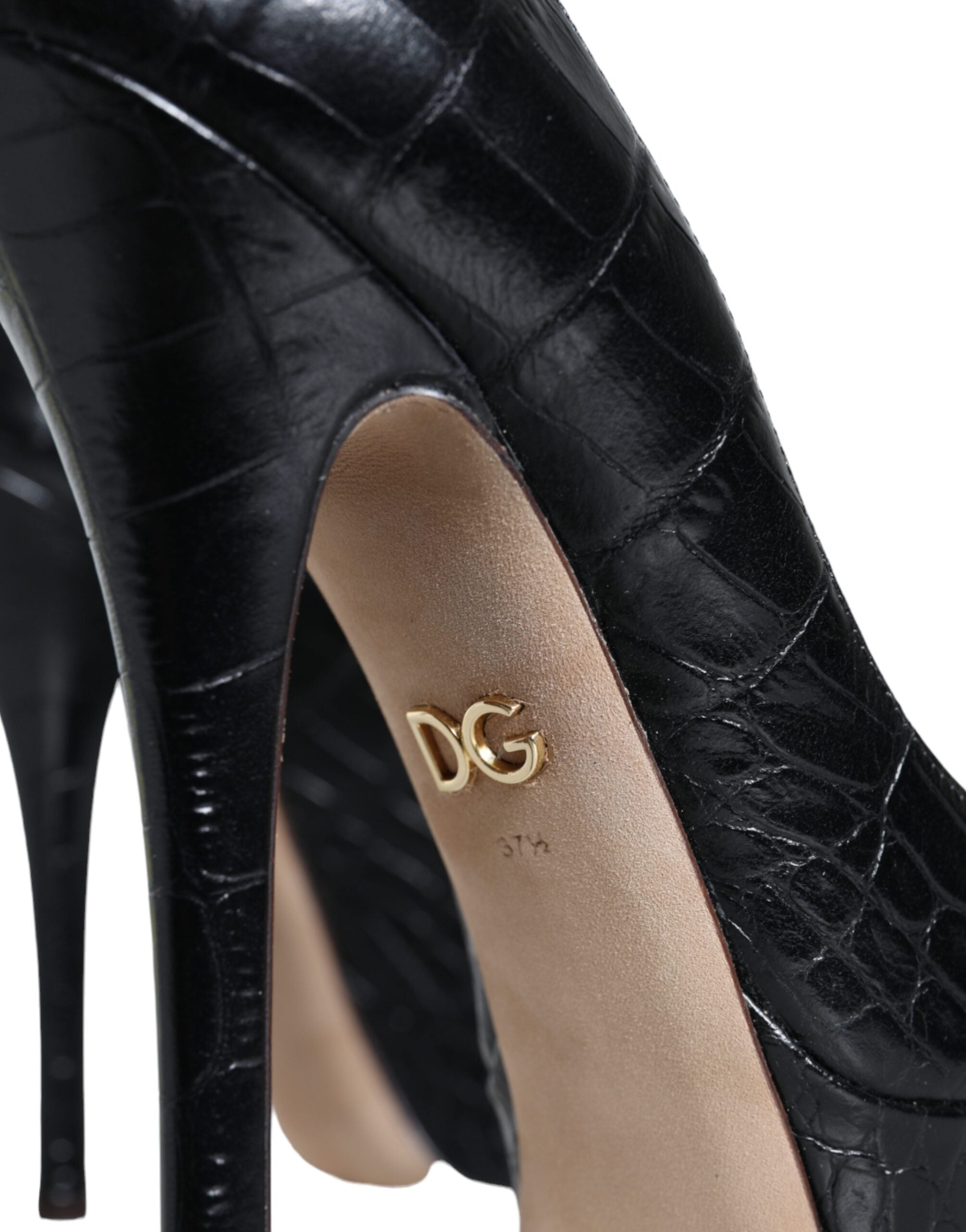 Dolce & Gabbana Black Leather Platform Heels Pumps Shoes -   -  Dolce & Gabbana.