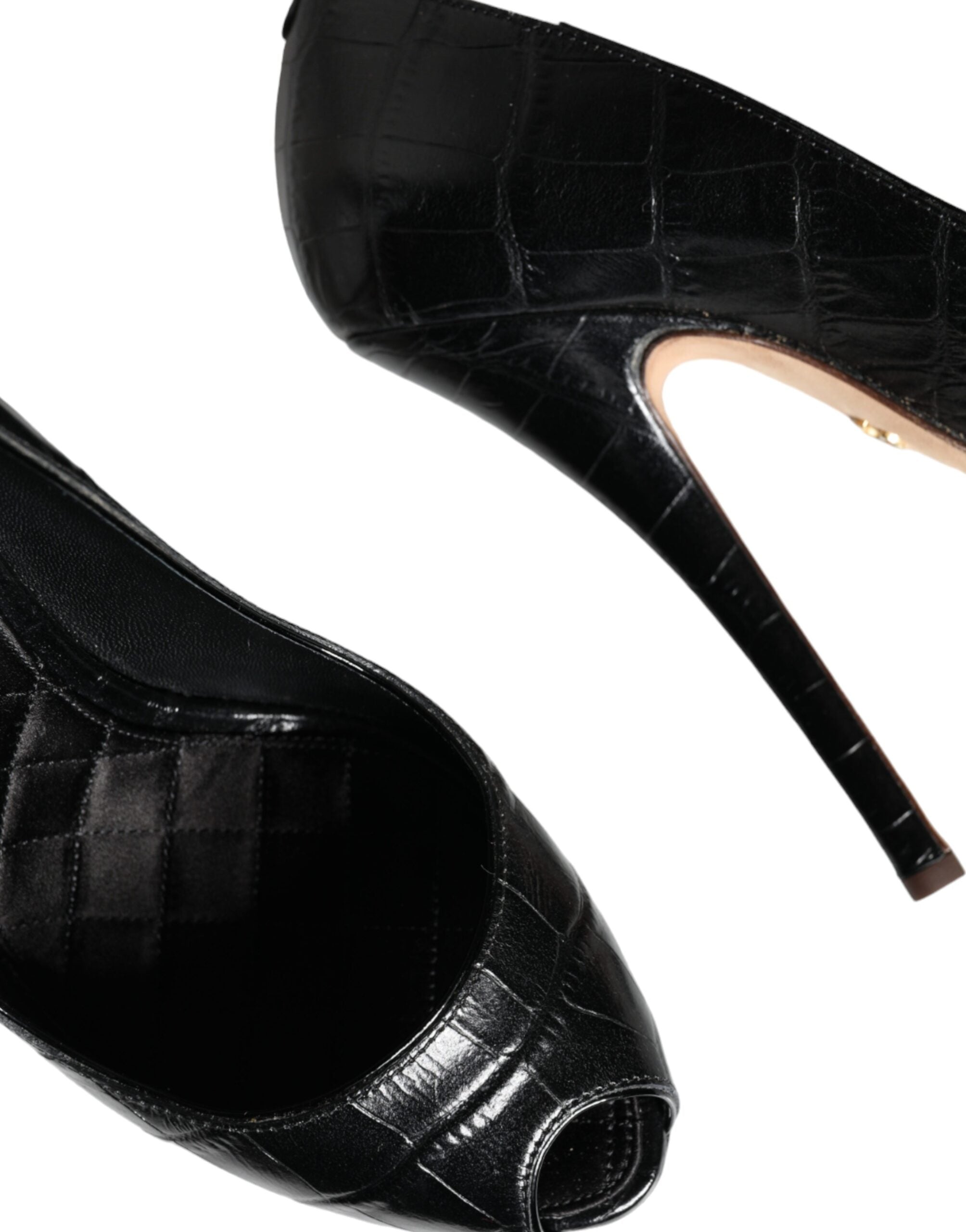 Dolce & Gabbana Black Leather Platform Heels Pumps Shoes -   -  Dolce & Gabbana.