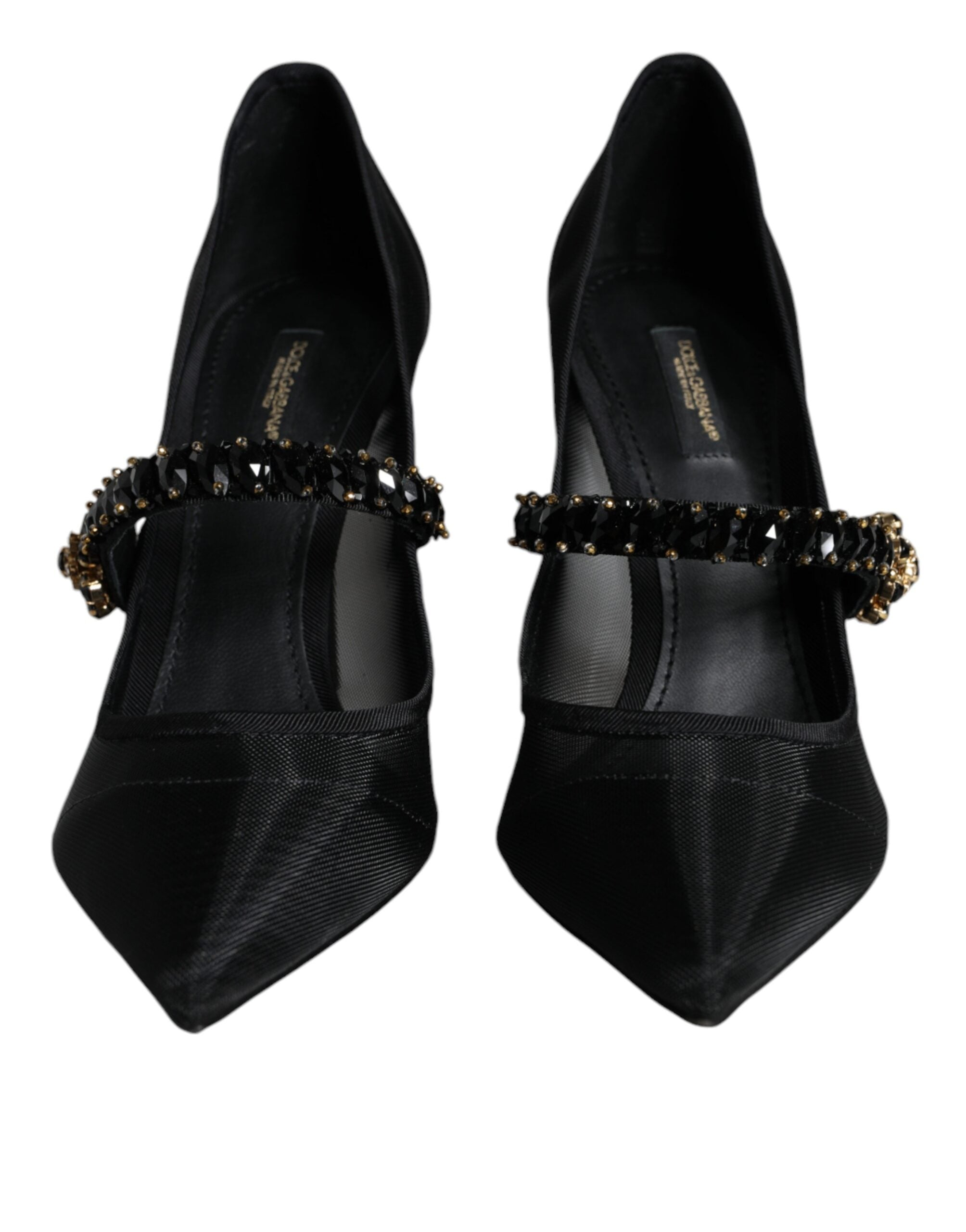 Dolce & Gabbana Black Mesh Mary Jane Crystal Heel Pumps Shoes -   -  Dolce & Gabbana.