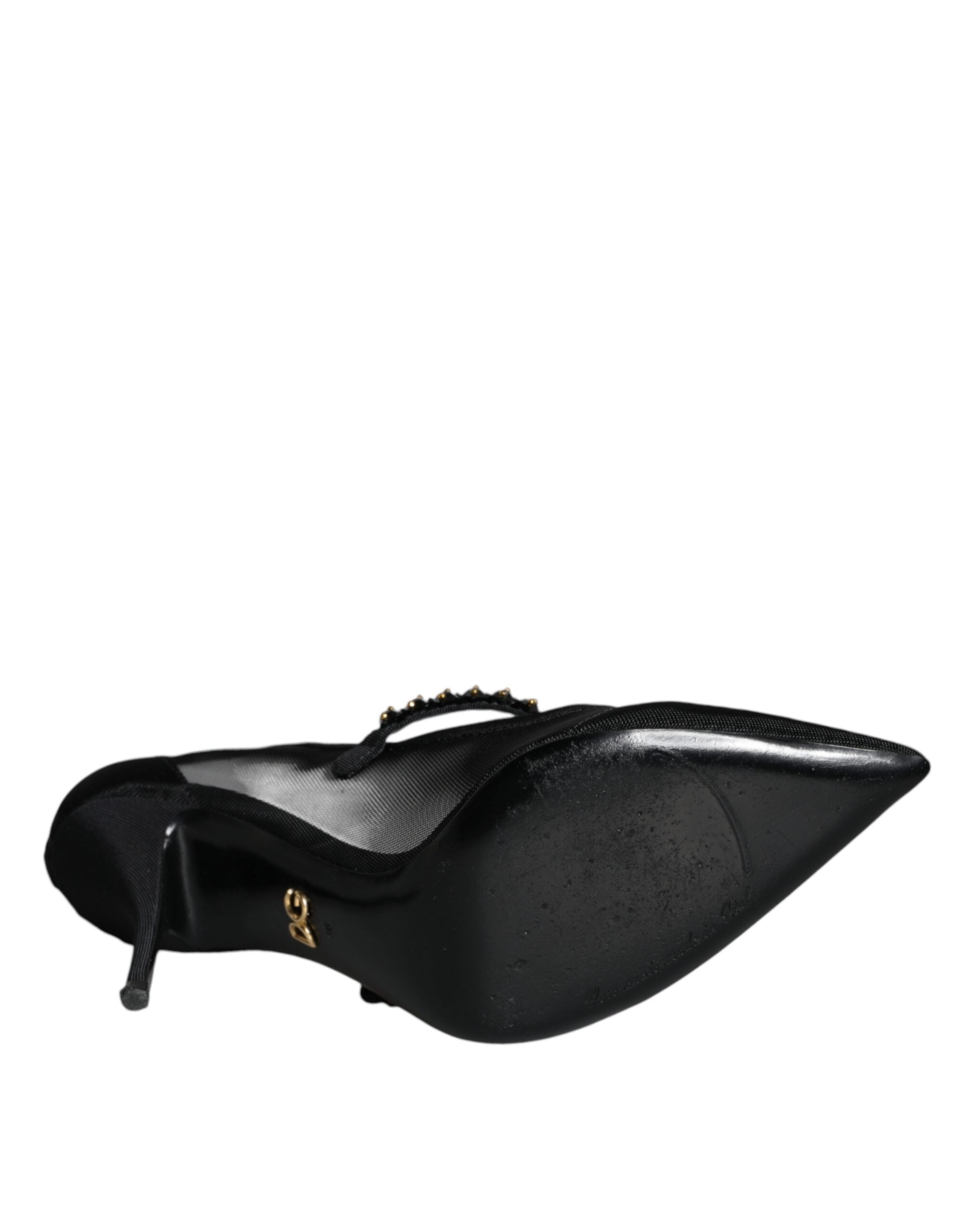 Dolce & Gabbana Black Mesh Mary Jane Crystal Heel Pumps Shoes -   -  Dolce & Gabbana.