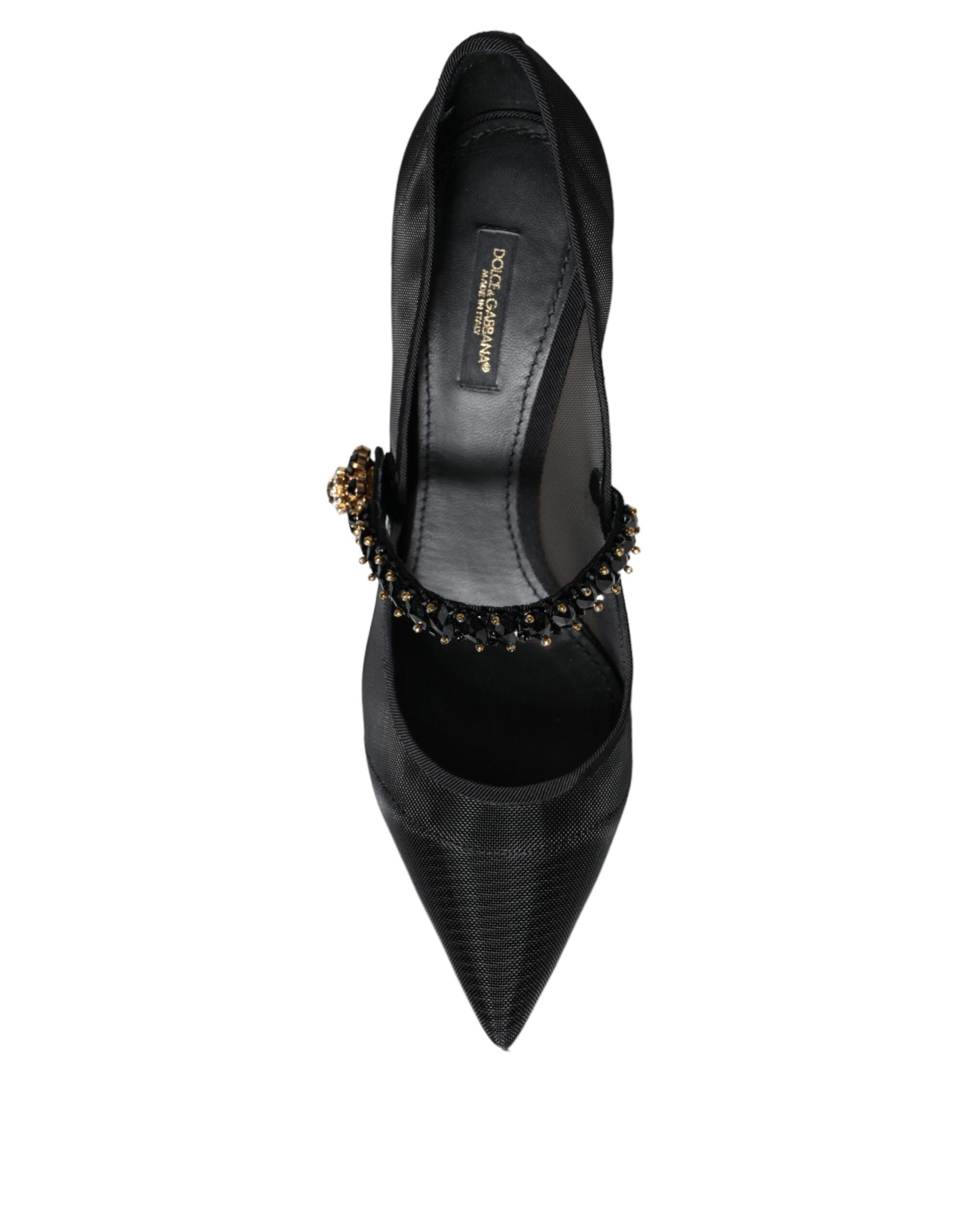 Dolce & Gabbana Black Mesh Mary Jane Crystal Heel Pumps Shoes -   -  Dolce & Gabbana.