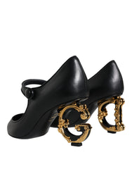 Dolce & Gabbana Black Leather Logo Heels Mary Janes Pumps Shoes -   -  Dolce & Gabbana.