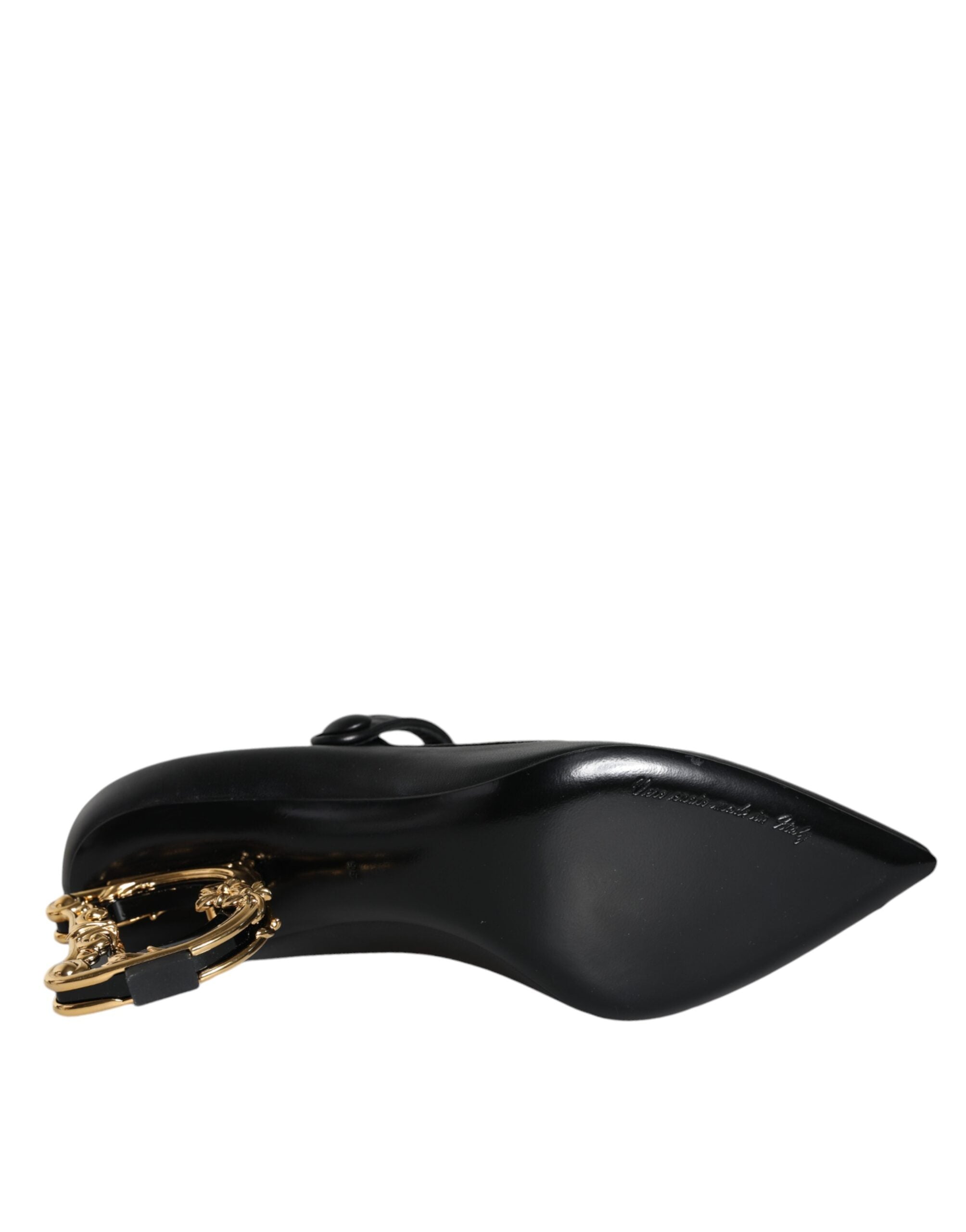 Dolce & Gabbana Black Leather Logo Heels Mary Janes Pumps Shoes -   -  Dolce & Gabbana.