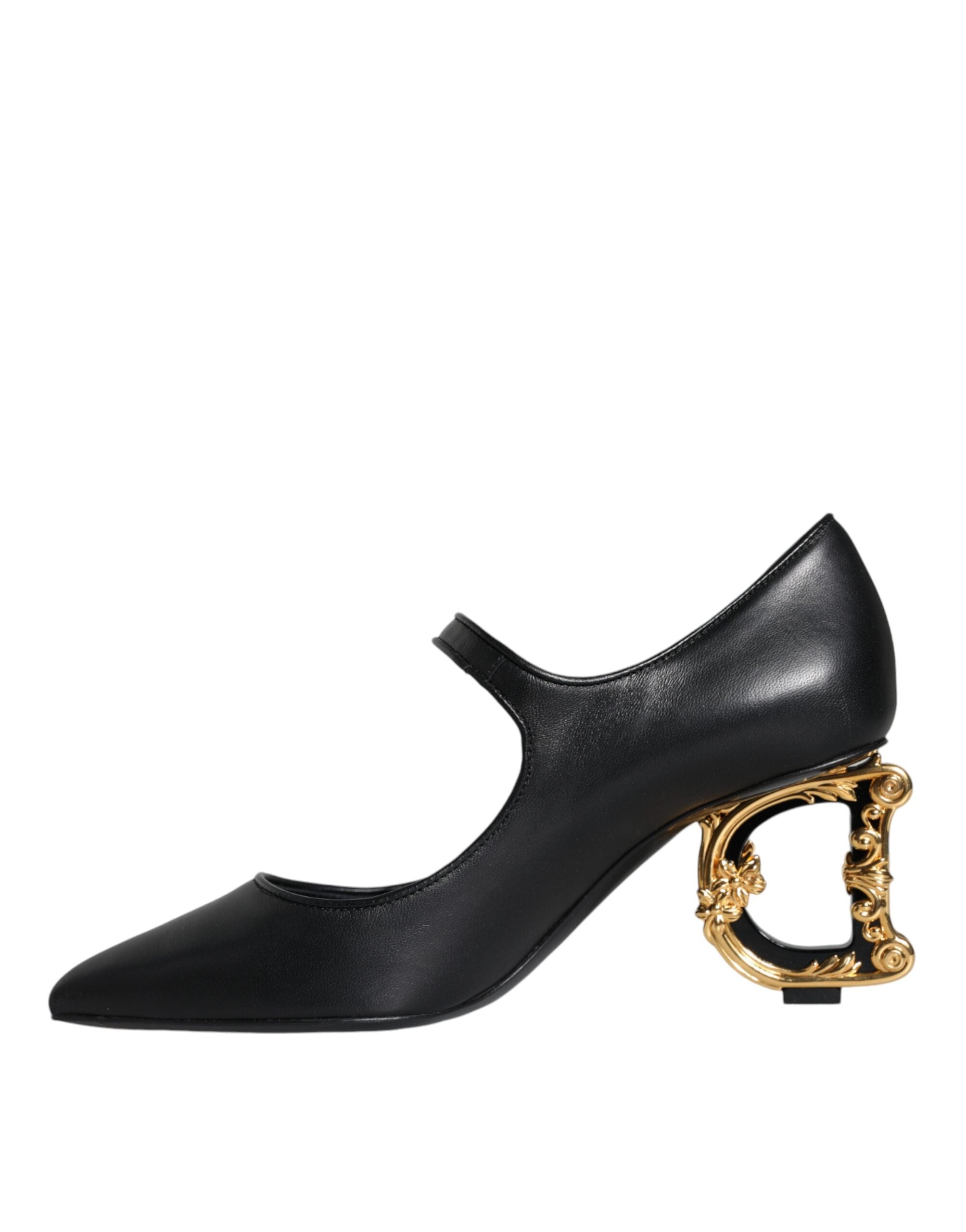 Dolce & Gabbana Black Leather Logo Heels Mary Janes Pumps Shoes -   -  Dolce & Gabbana.