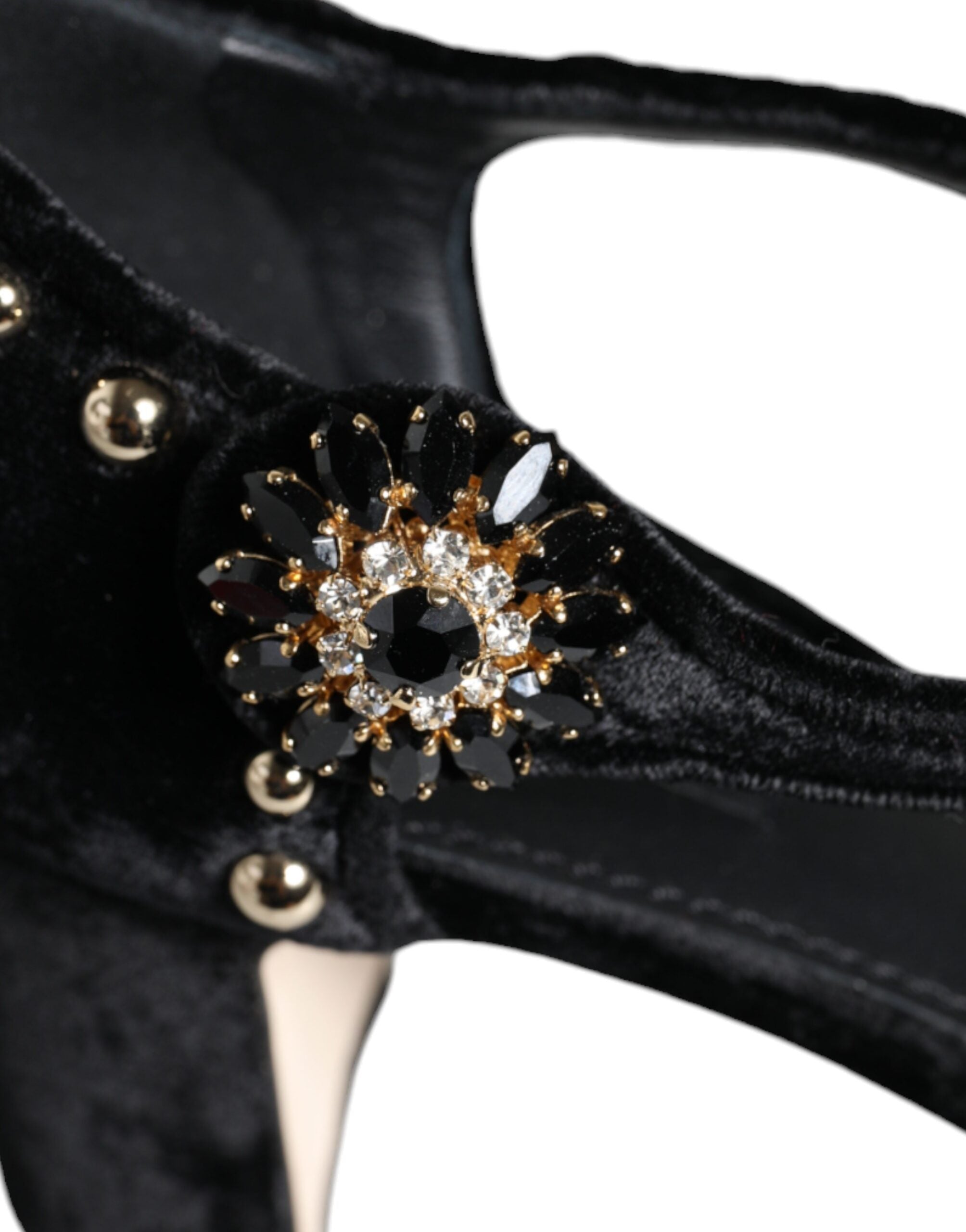 Dolce & Gabbana Black Velvet Roses Ankle Strap Pumps Shoes -   -  Dolce & Gabbana.