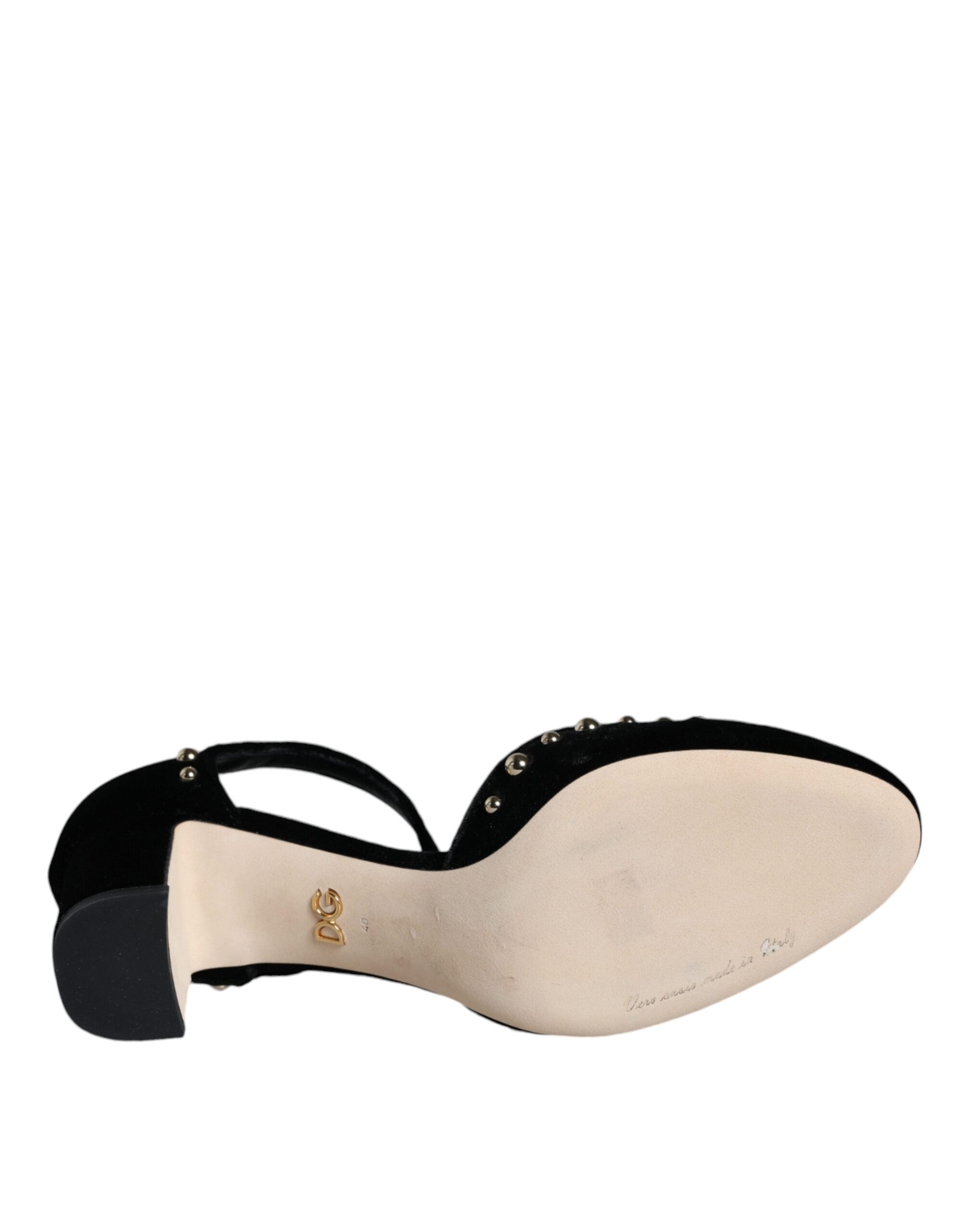 Dolce & Gabbana Black Velvet Roses Ankle Strap Pumps Shoes -   -  Dolce & Gabbana.