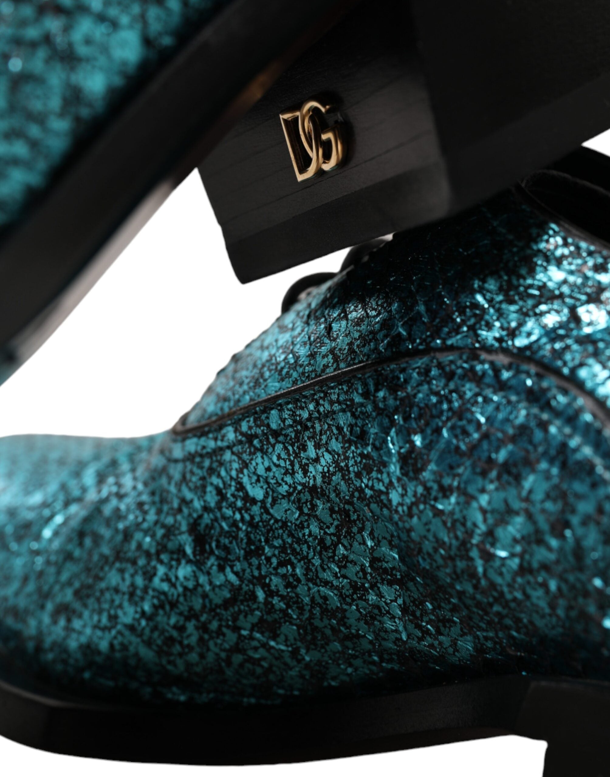 Dolce & Gabbana Blue Leather Derby Block Heels Dress Shoes -   -  Dolce & Gabbana.