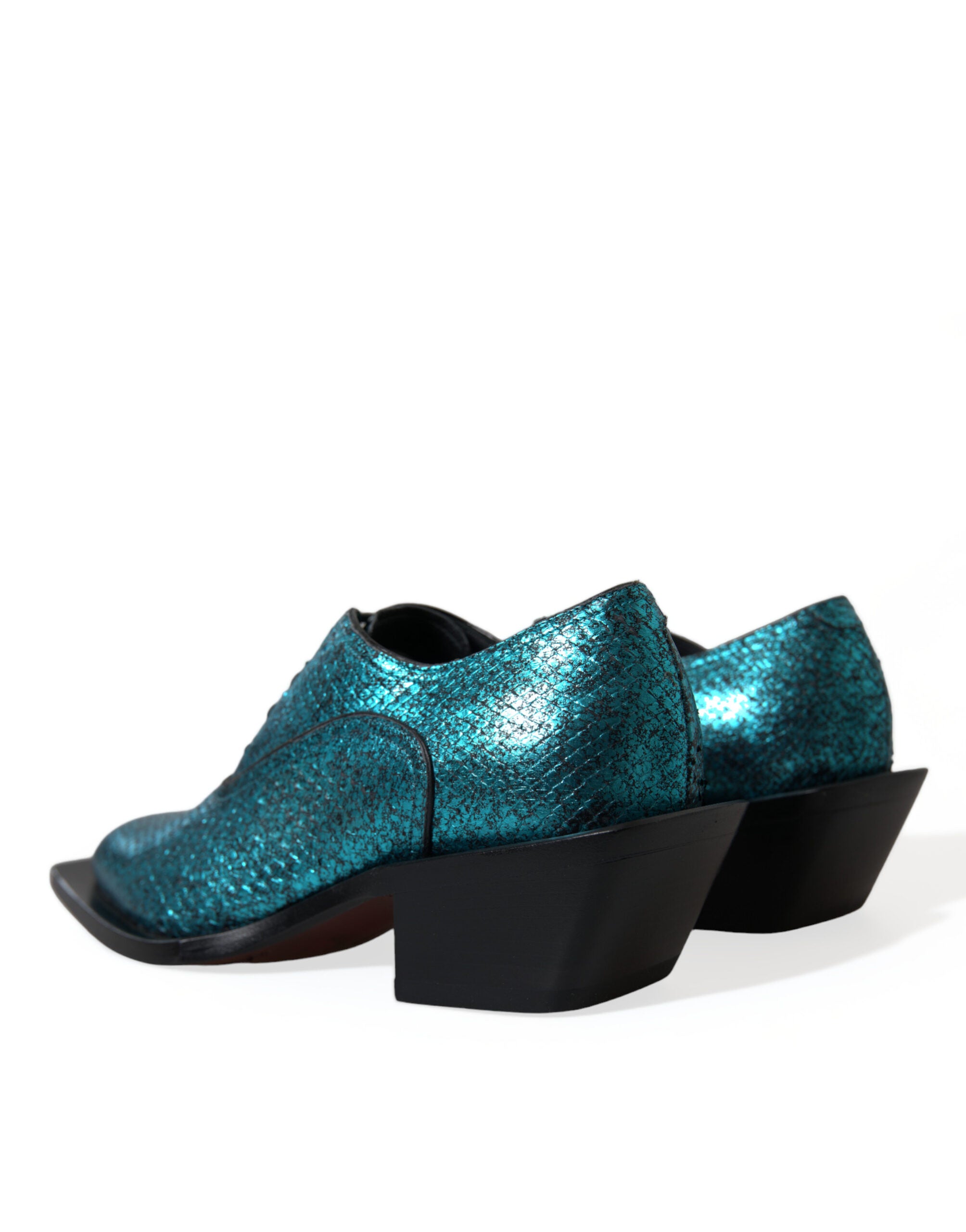 Dolce & Gabbana Blue Leather Derby Block Heels Dress Shoes -   -  Dolce & Gabbana.