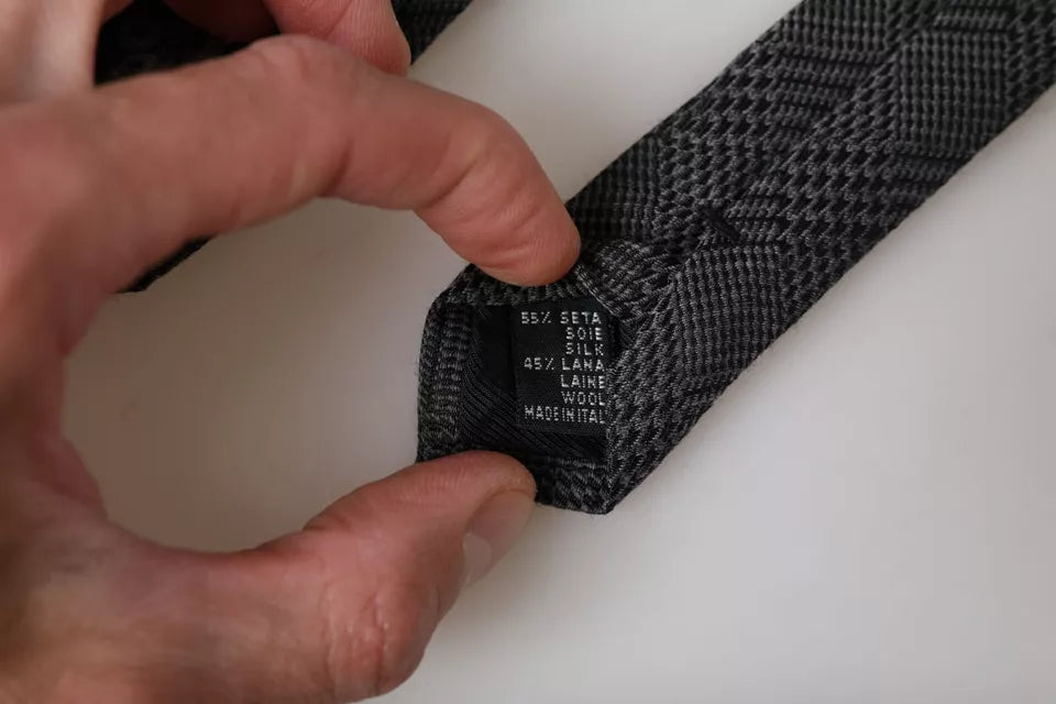 Dolce & Gabbana Dark Gray Plaid Patterned Silk Adjustable Men Tie -  Neckties, Men -  Dolce & Gabbana.