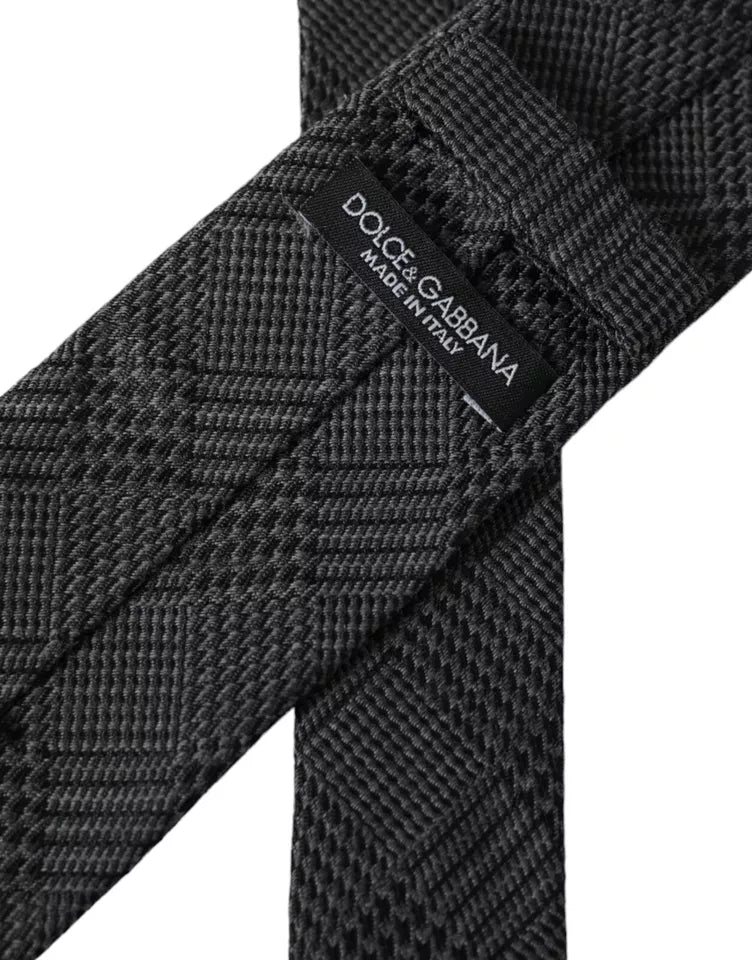 Dolce & Gabbana Dark Gray Plaid Patterned Silk Adjustable Men Tie -  Neckties, Men -  Dolce & Gabbana.