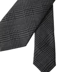 Dolce & Gabbana Dark Gray Plaid Patterned Silk Adjustable Men Tie -  Neckties, Men -  Dolce & Gabbana.