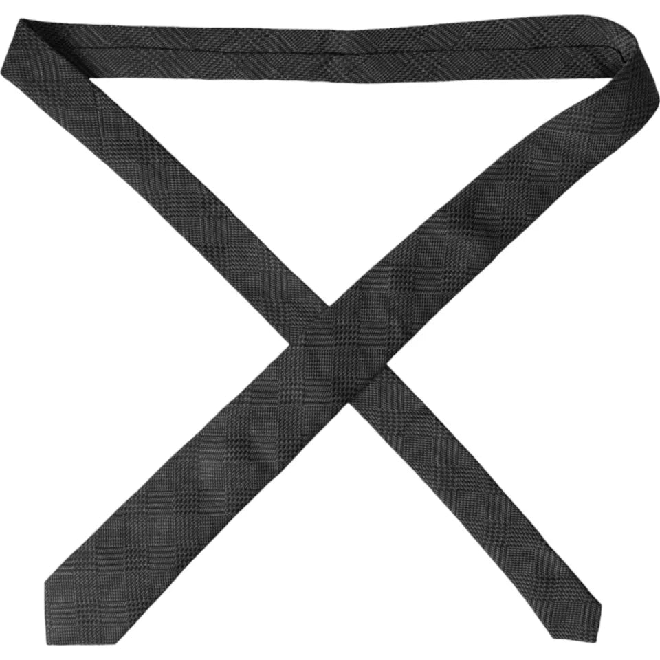 Dolce & Gabbana Dark Gray Plaid Patterned Silk Adjustable Men Tie -  Neckties, Men -  Dolce & Gabbana.