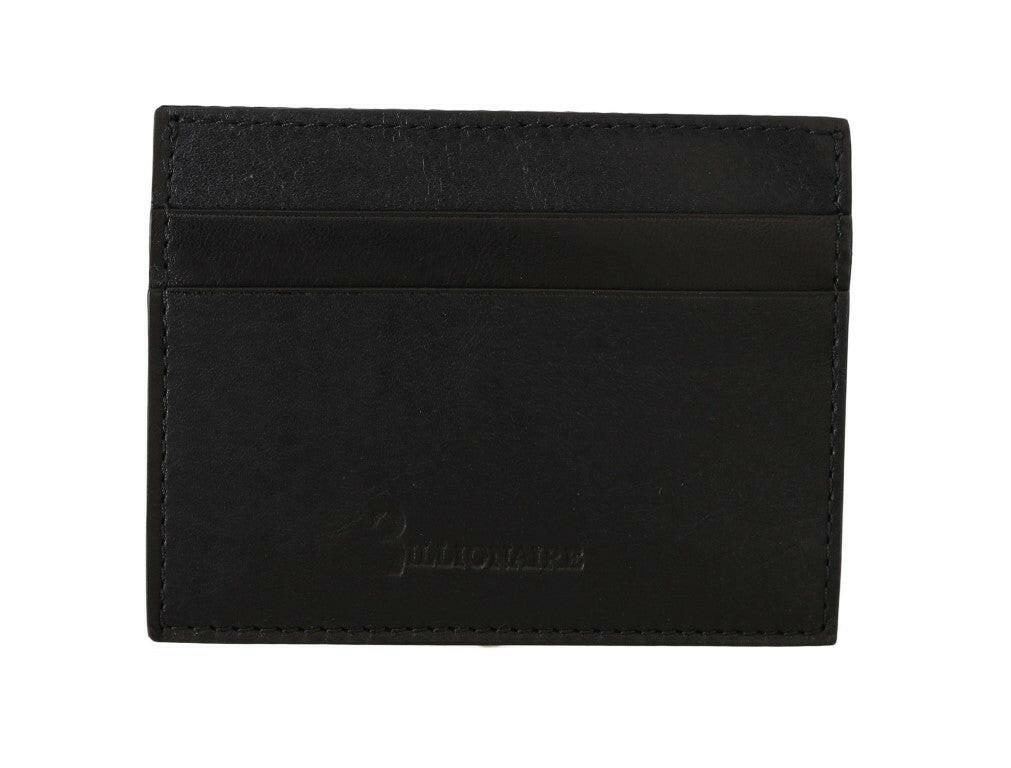 Billionaire Italian Couture Black Leather Cardholder Wallet -  Leather Wallet for Men -  Billionaire Italian Couture.