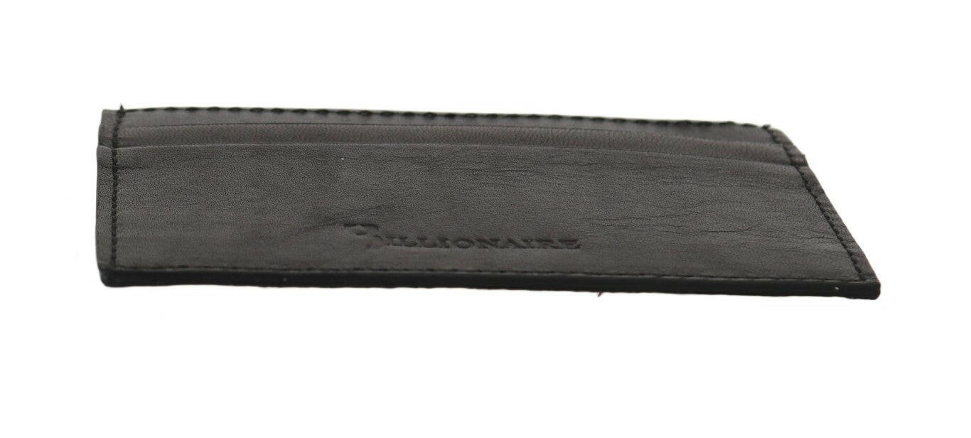 Billionaire Italian Couture Black Leather Cardholder Wallet -  Leather Wallet for Men -  Billionaire Italian Couture.